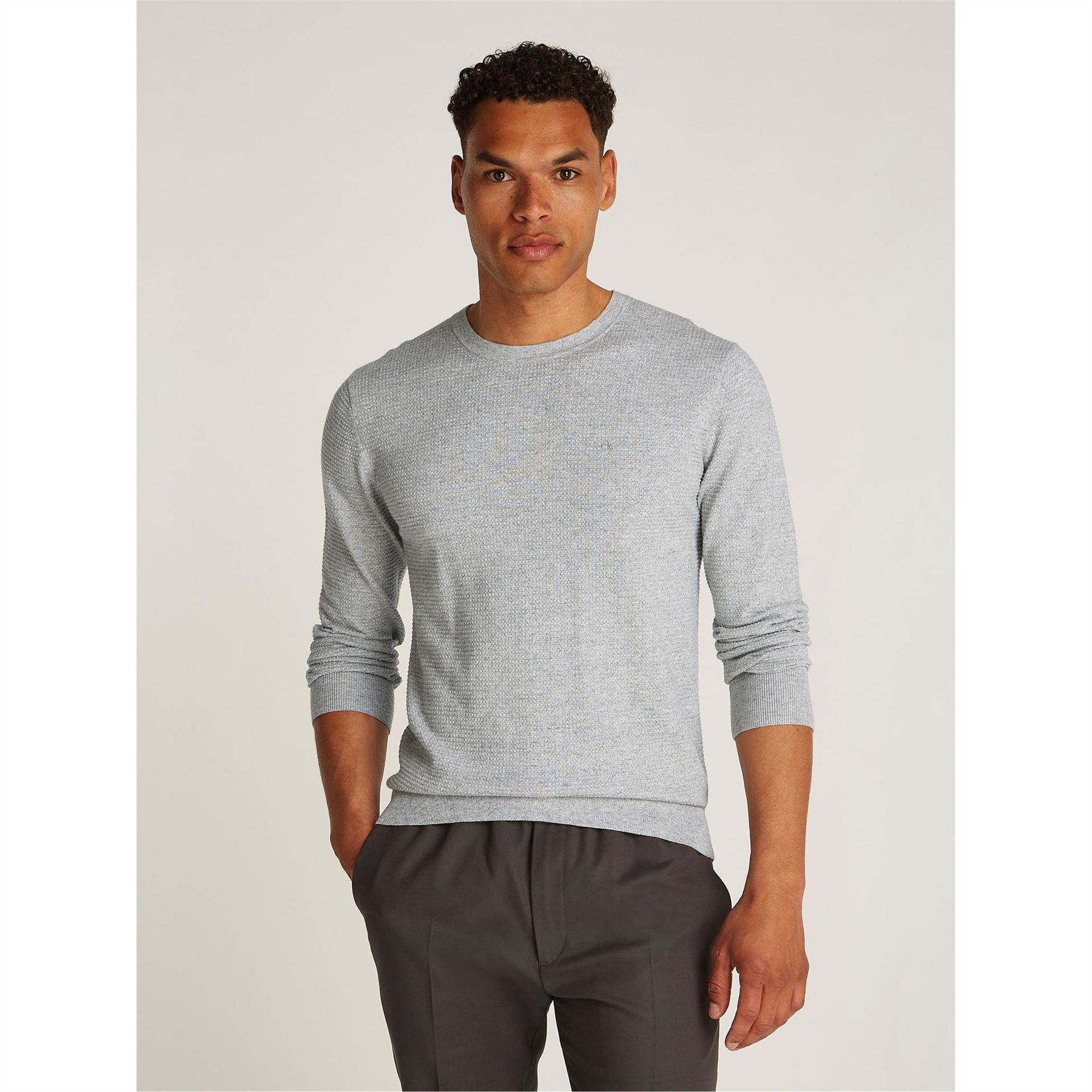 Calvin Klein Waffle Texture Cotton Crew Neck Jumper