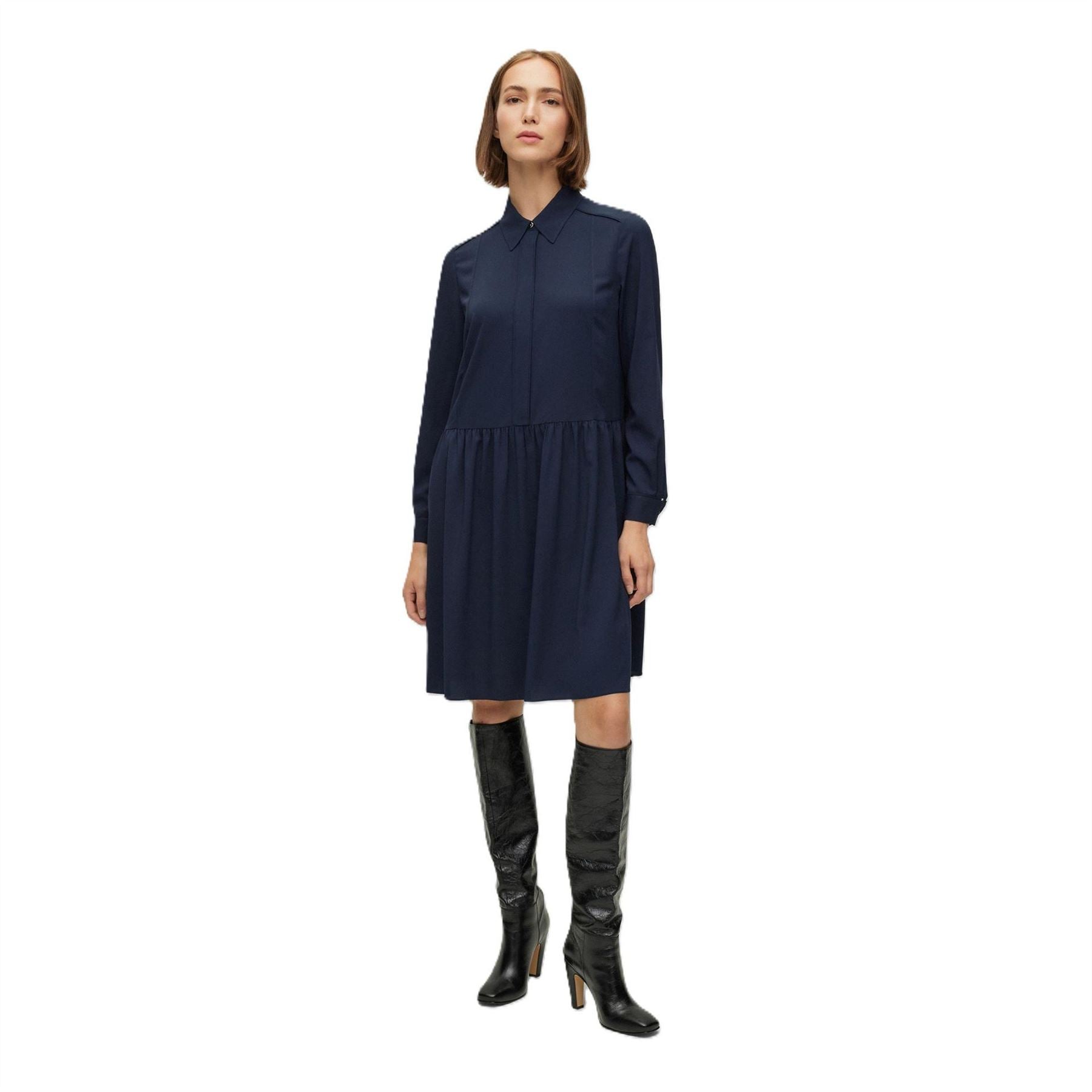 Boss Divenala Long Sleeve Knee Length Shirt Dress