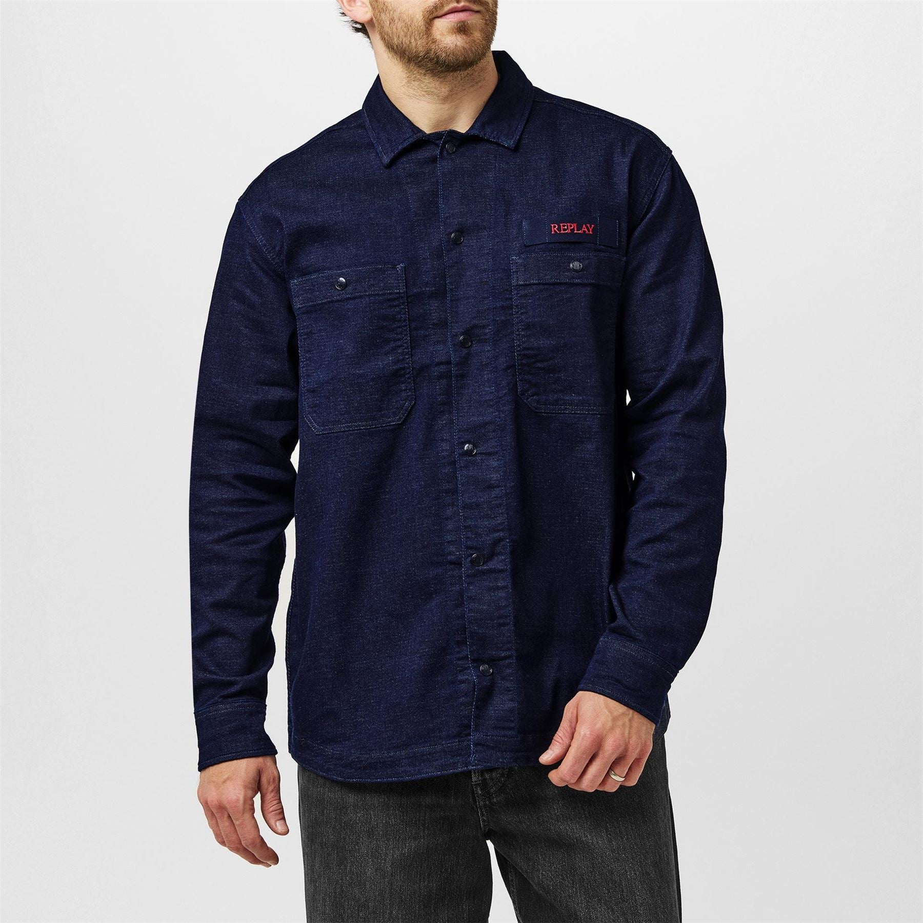 Replay Embroidered Lettering Overshirt
