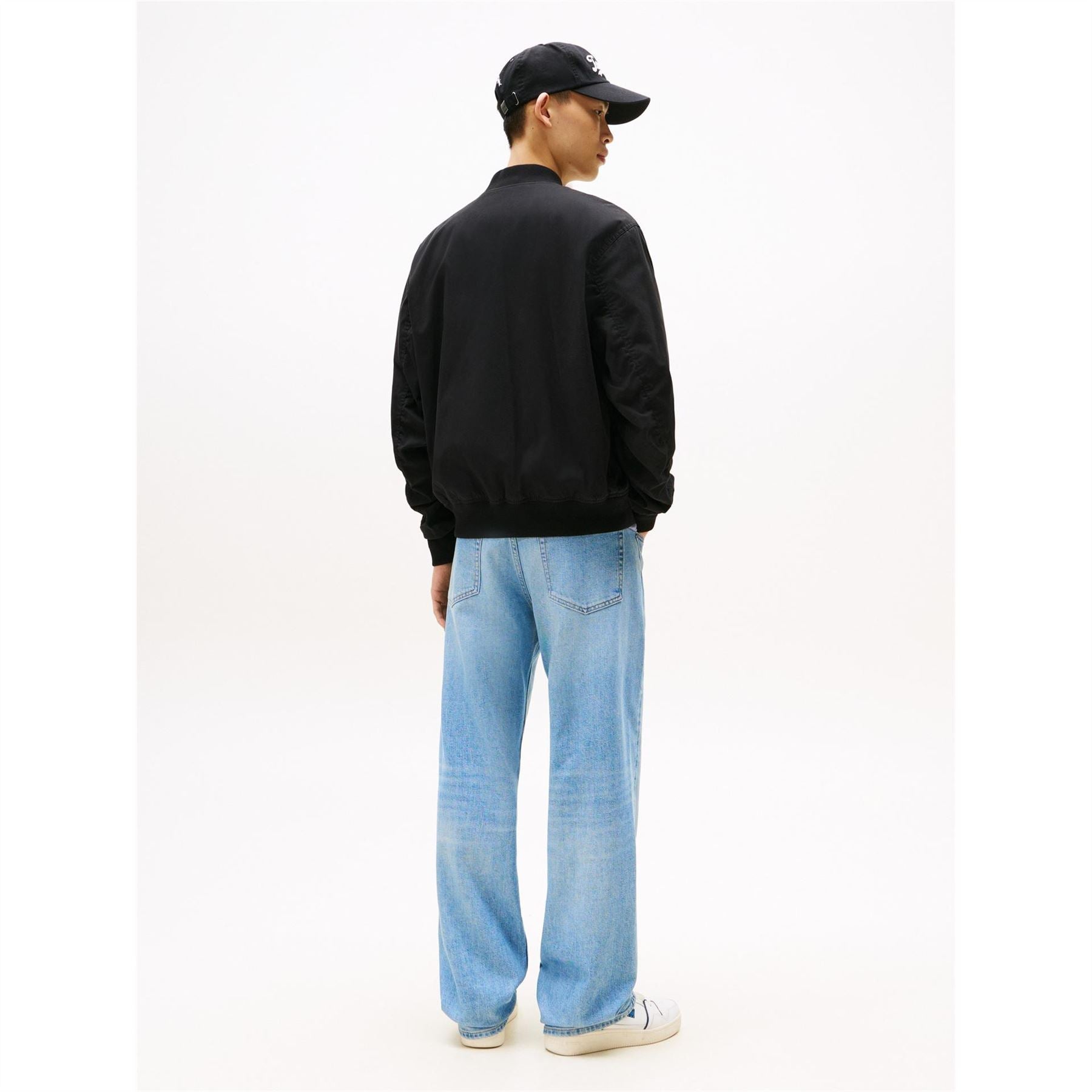 Tommy Jeans Solid Patterned Ribbed Cuff Bomber Jacket