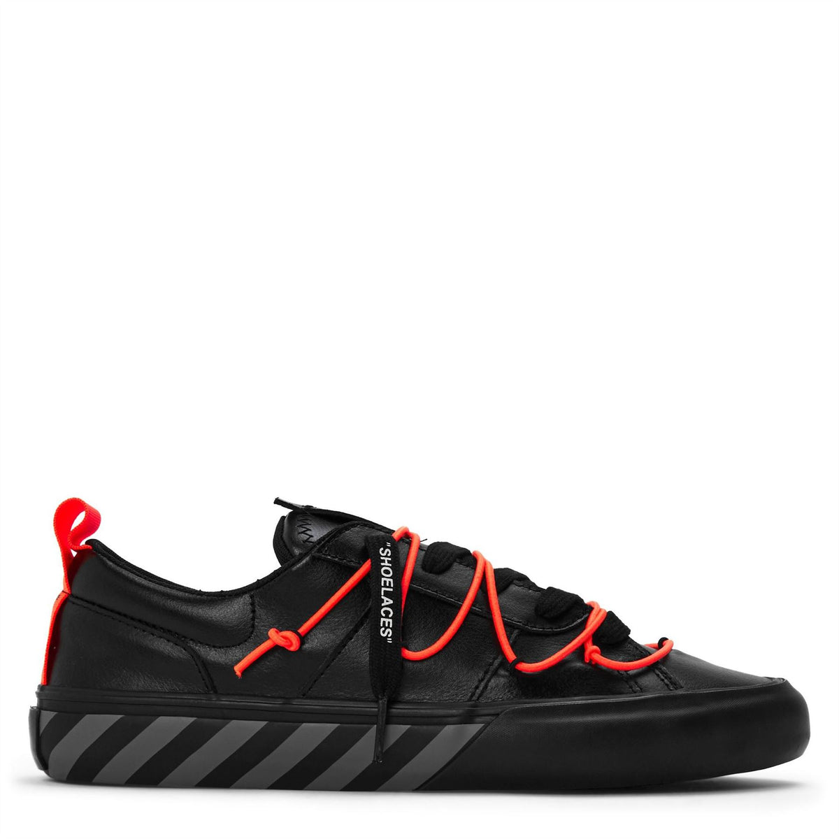 L AB Off White Tape Ow Vulcan Leather Low Top Trainers