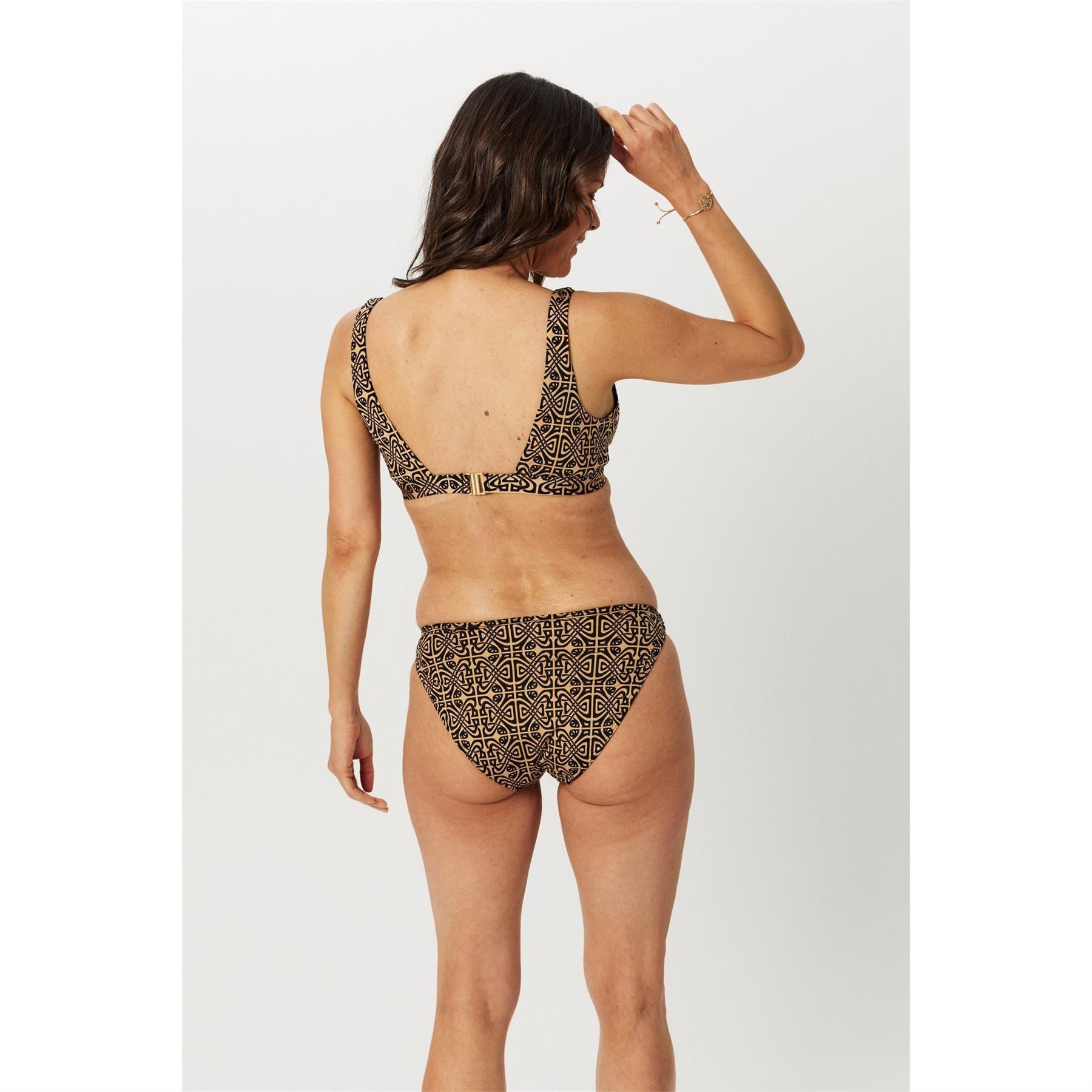 Biba Plunging Neck Metal Embellished Bikini Top