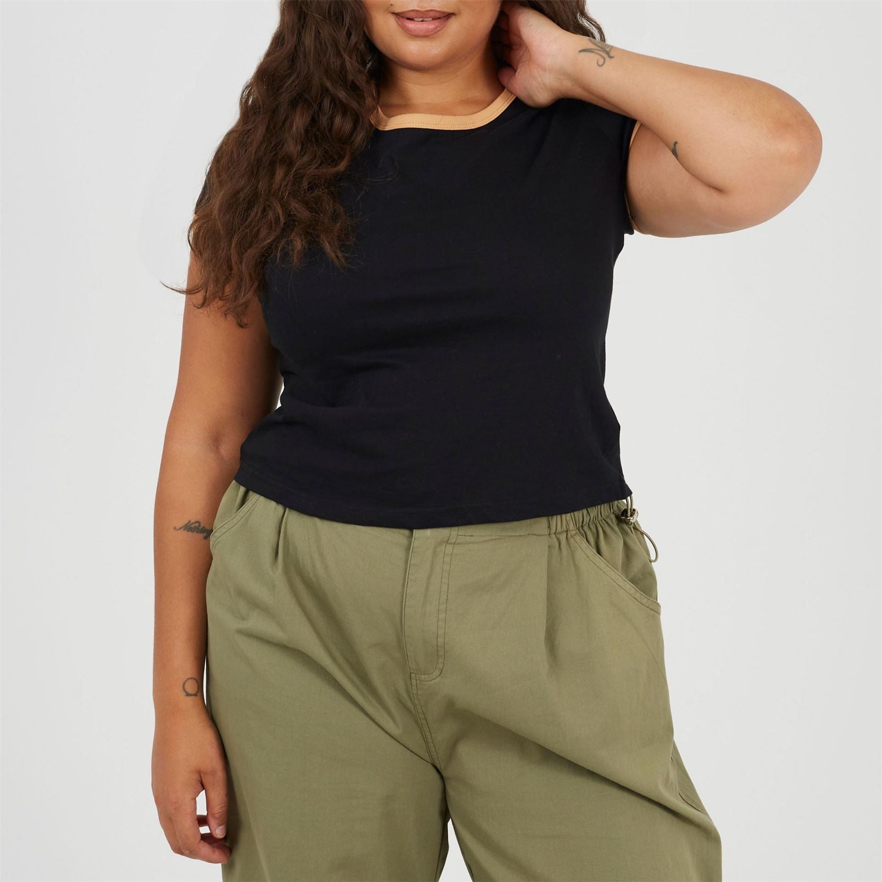 Brave Soul Plus Size Short Sleeve T Shit With Contrast Neck And Sleeve Rib