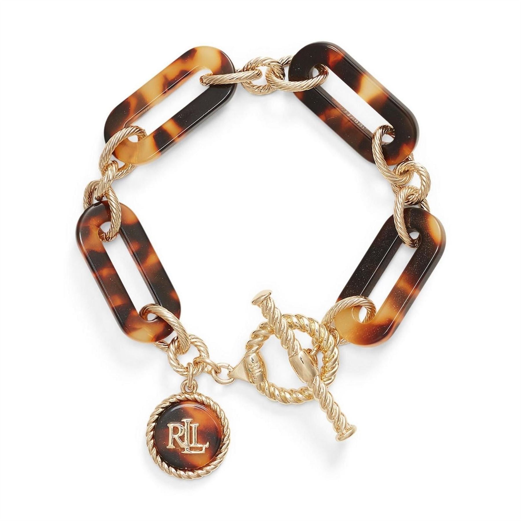 Ralph Lauren Tortoise  And  Gold Logo Flex Bracelet