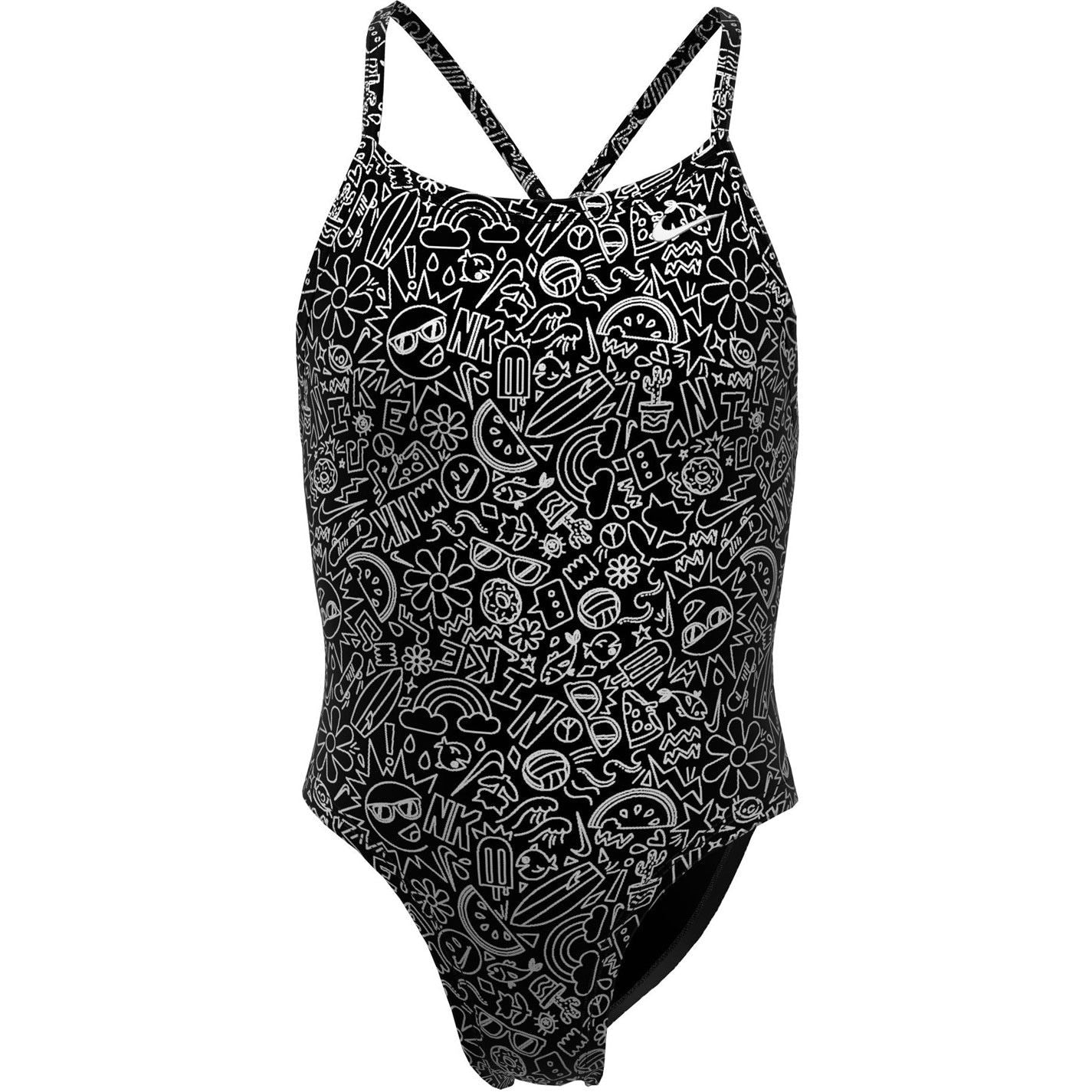 Nike Tie Back Graphic Print Swimsuit