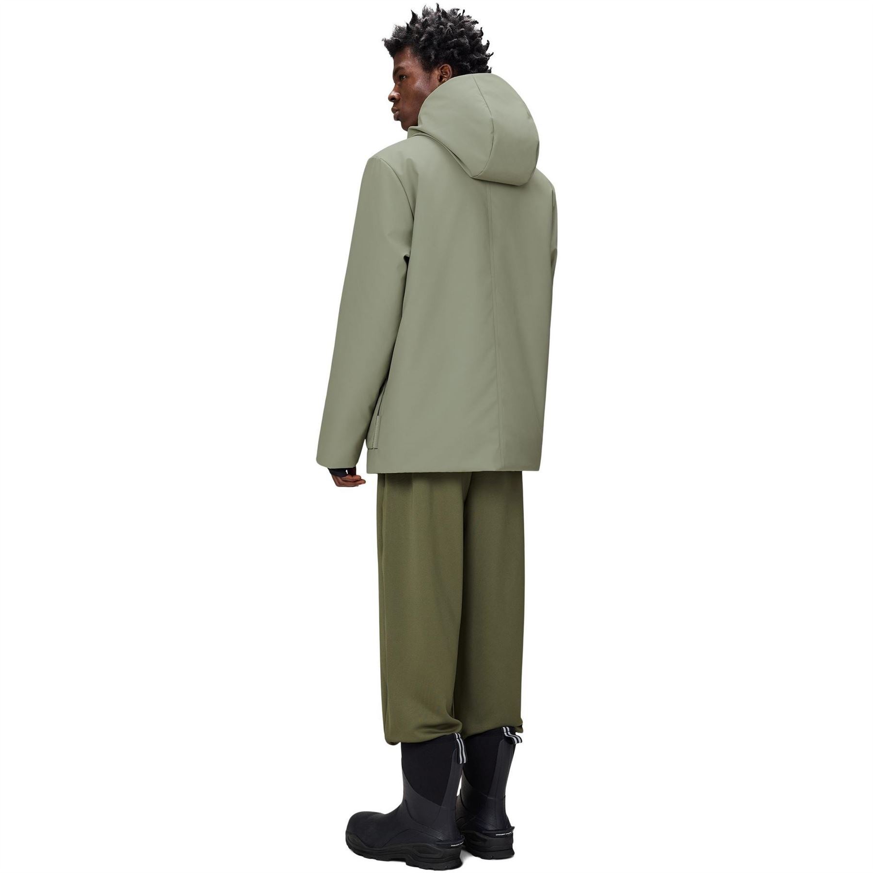 Rains Nome Hooded Snap Button Solid Patterned Parka Coat