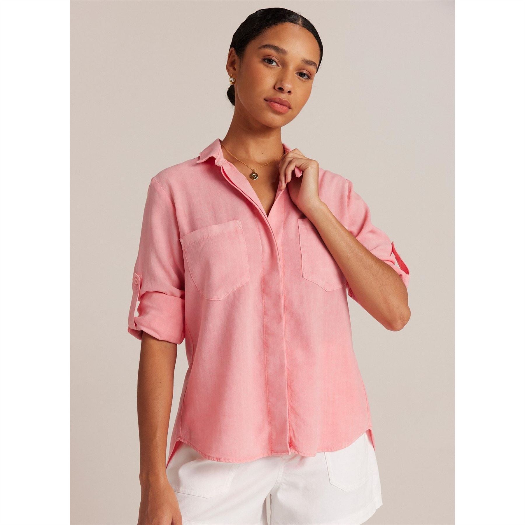 Bella Dahl Back Slit Relaxed Fit Three Quarter Sleeve Shirt