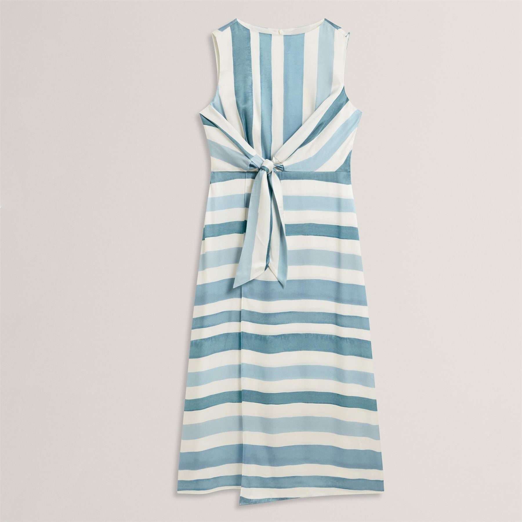 Ted Baker Baker Blue Stripe Tie Front Sleeveless Midi Dress