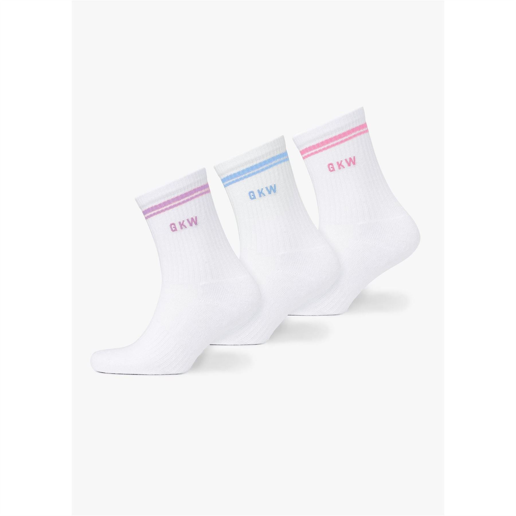 Gym King Tipping Crew Sock (3pk)   Carnation Pink Hyacinth Blue Cotton