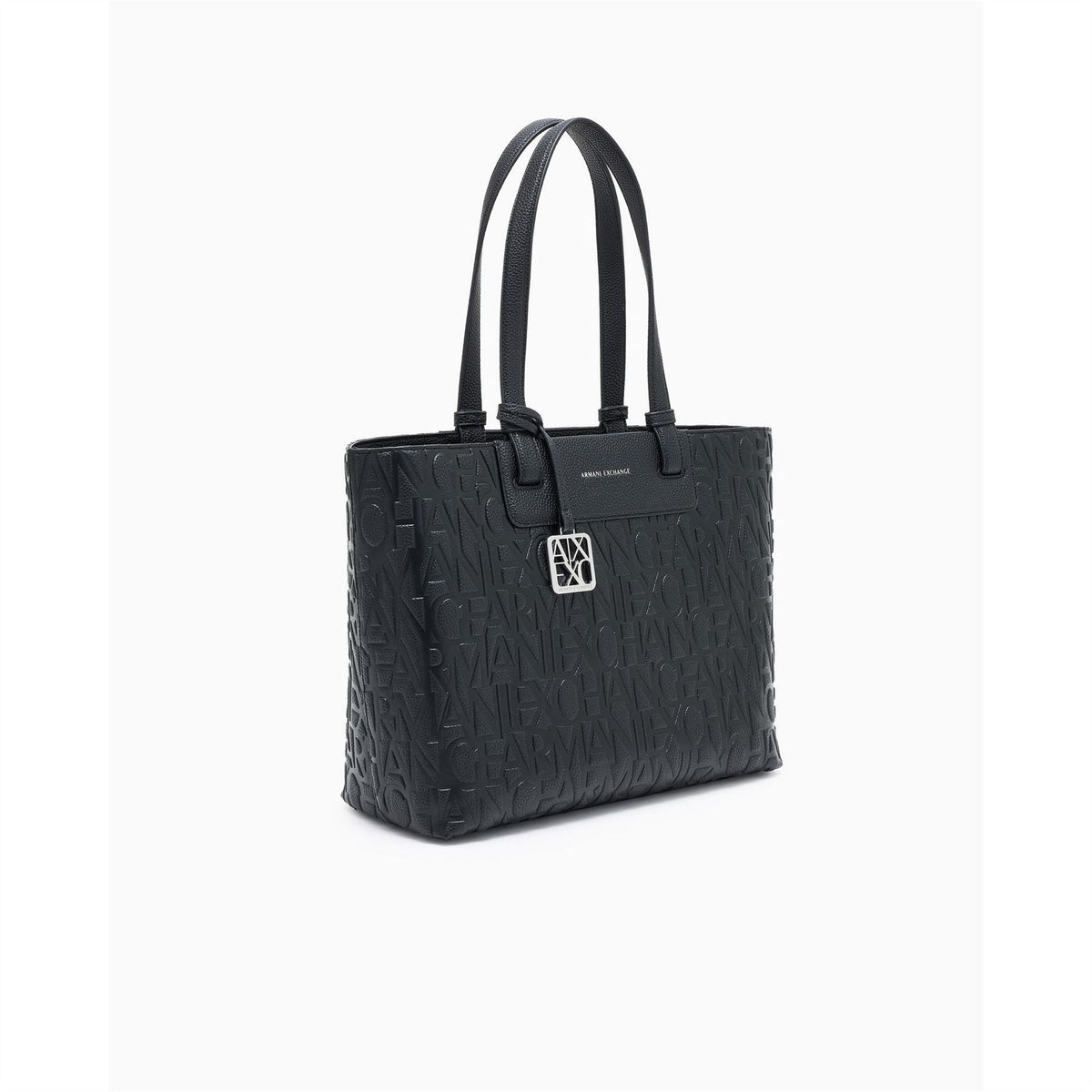 Armani Exchange Tote Bag with All-Over Logo and Key Ring