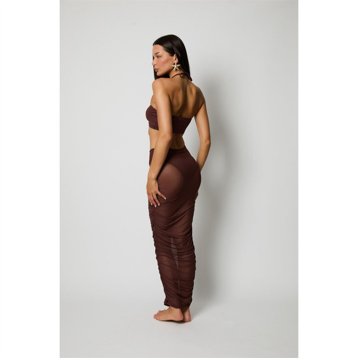 Honeyz Mesh Halter Neck Midi Bodycon Dress