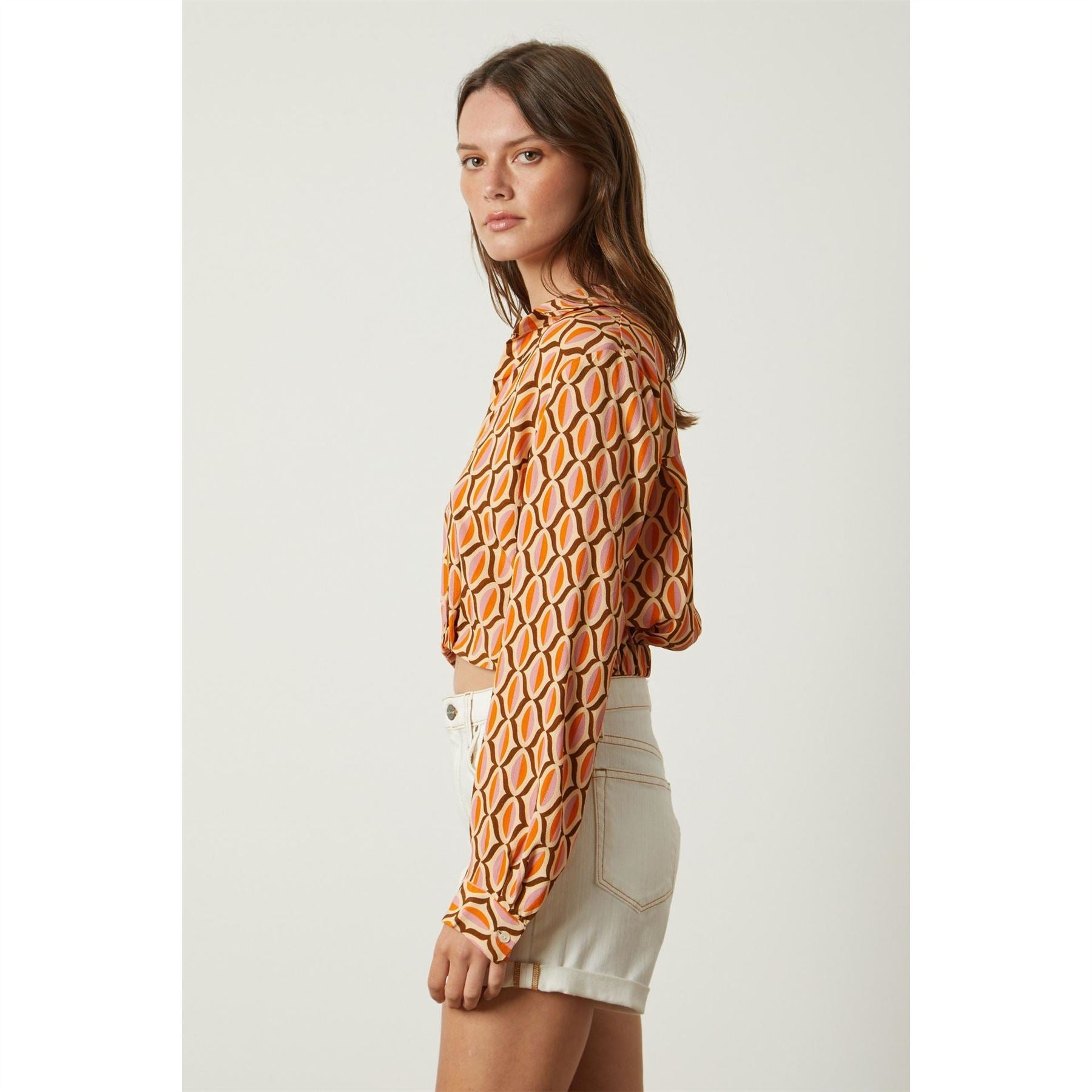 Velvet by Graham and Spencer Geo Regular Fit Geographic Print Long Sleeve Cuff Sleeve Shirt