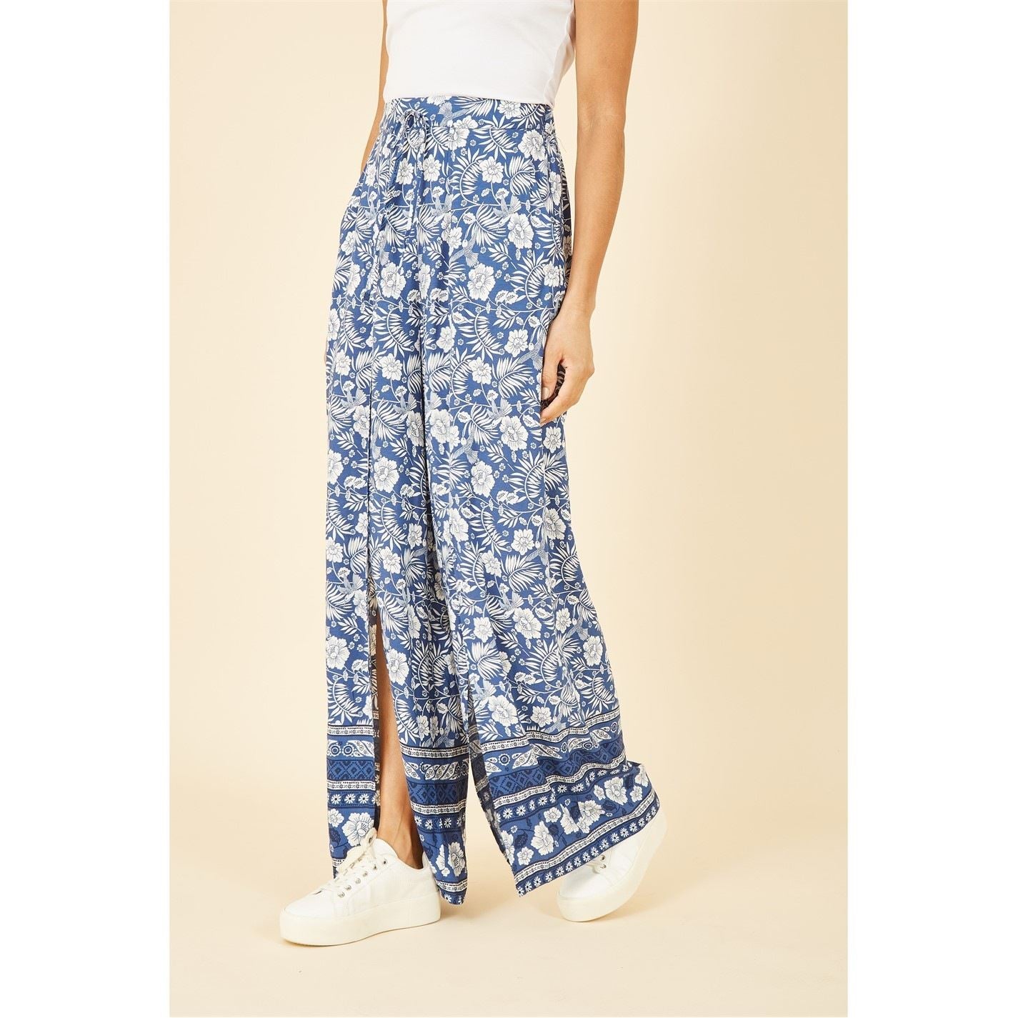 Yumi Floral Border Relaxed Fit Trousers
