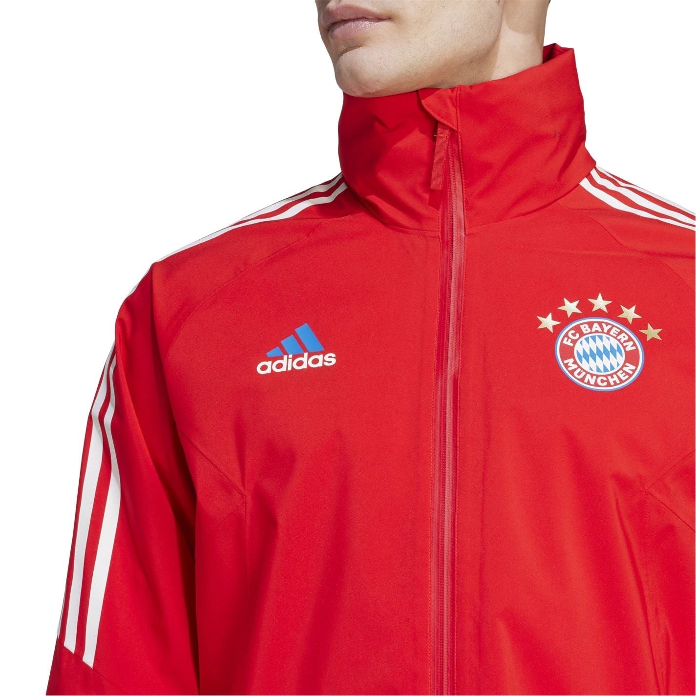adidas FC Barcelona Full Zipper Rain Jacket with Side Stripes