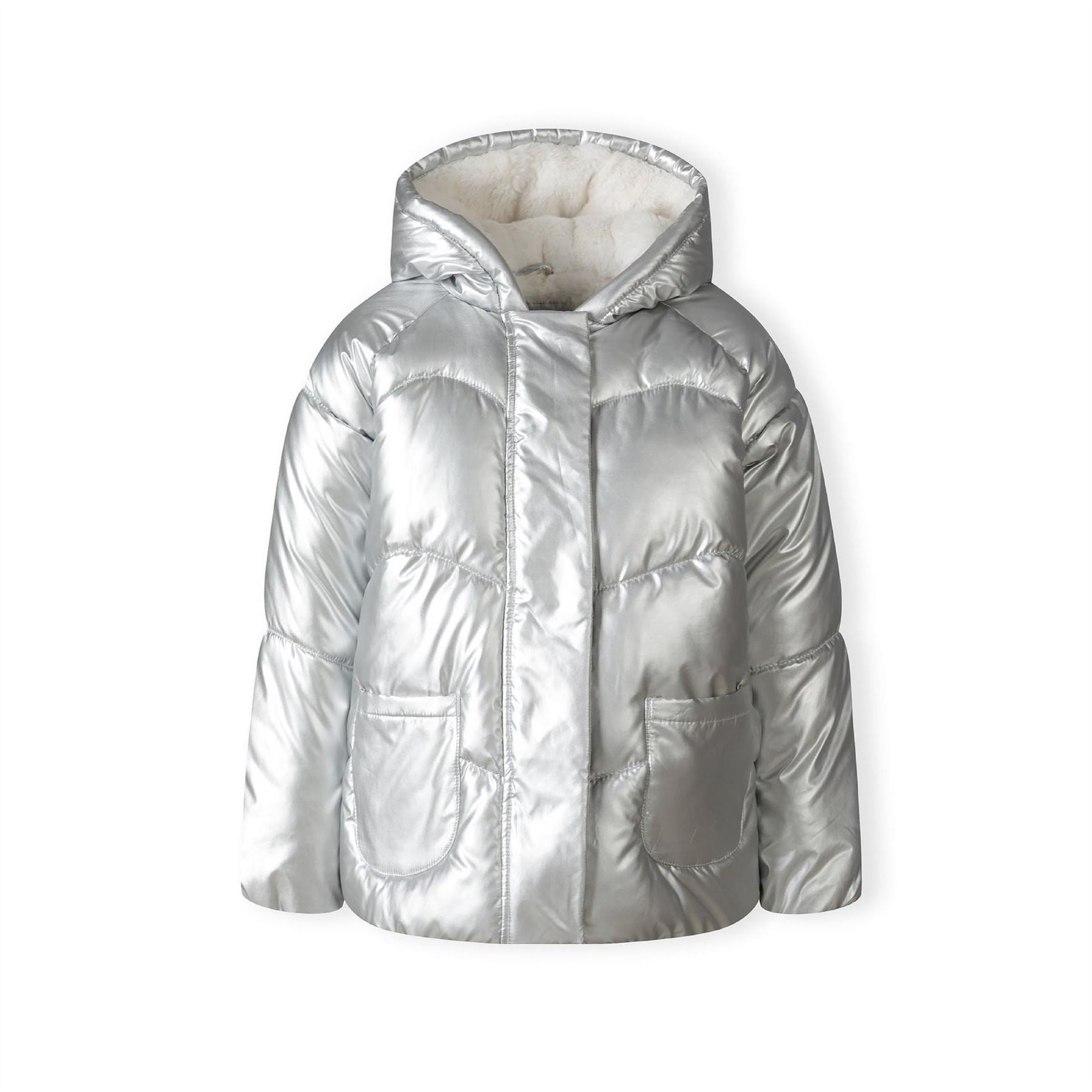 Minoti Girls Padded Jacket Metallic Silver