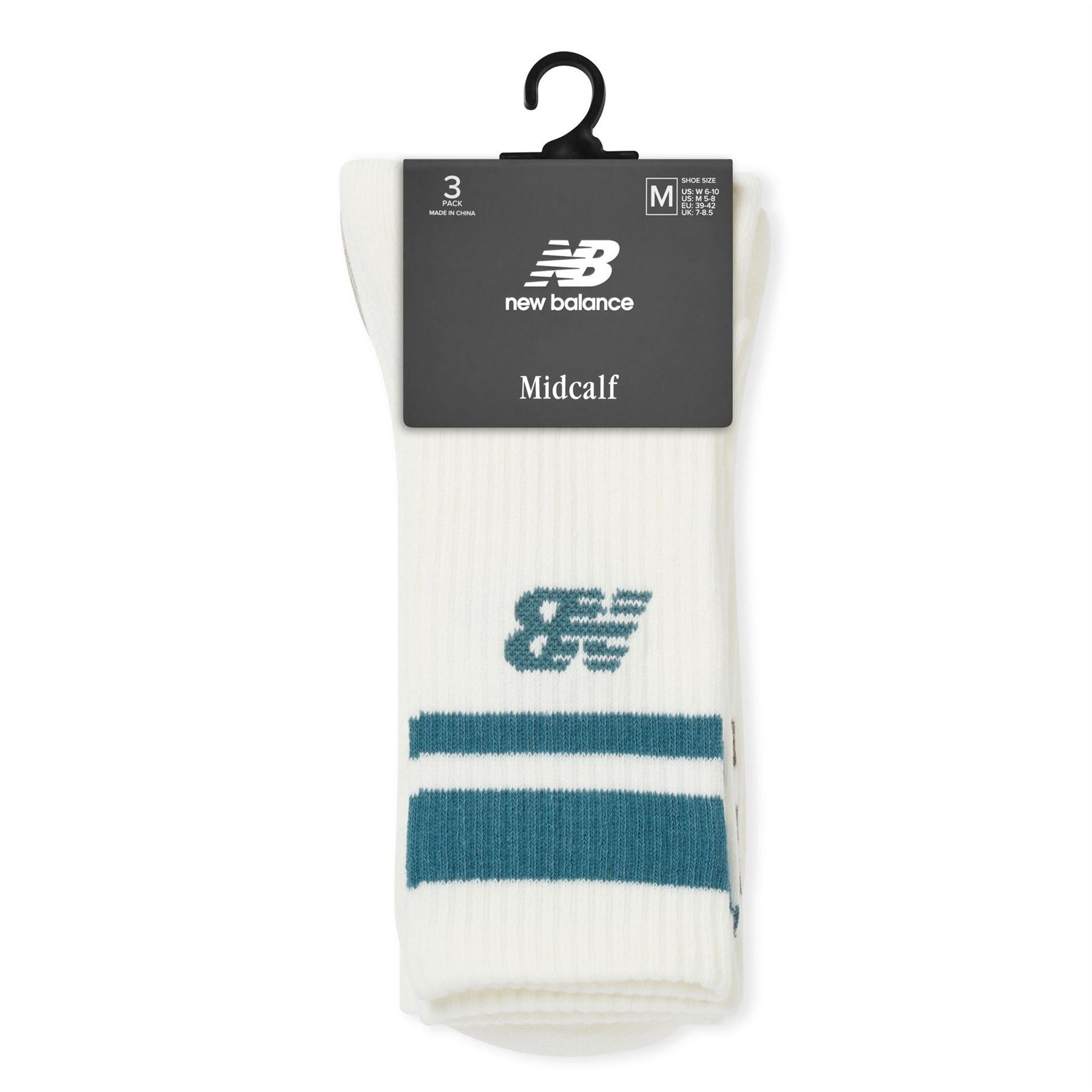 New Balance Stripe Midcalf 3 Pack Crew Socks