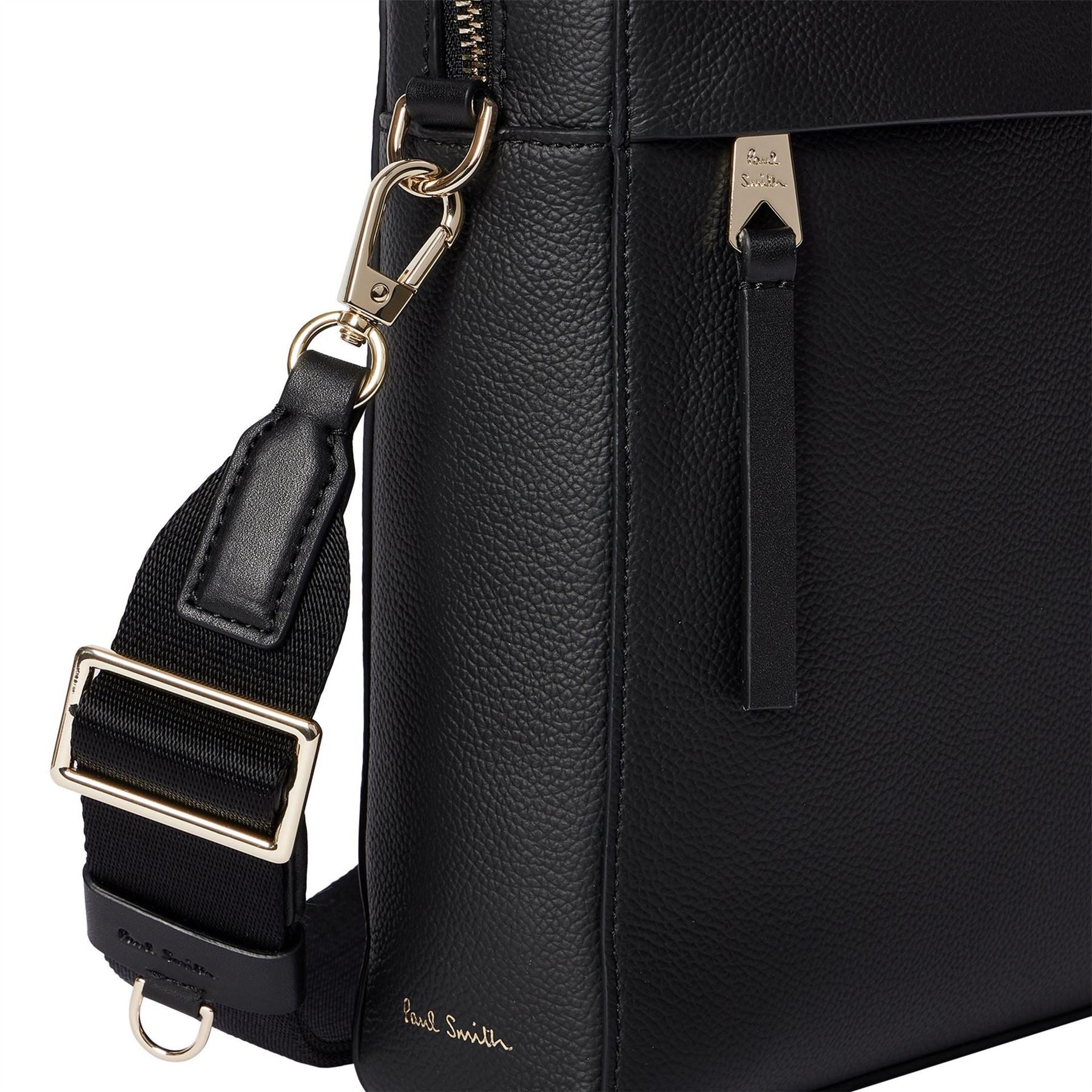 Paul Smith Striped Patterned Rectangle Briefcase with Gold Tone Hardware
