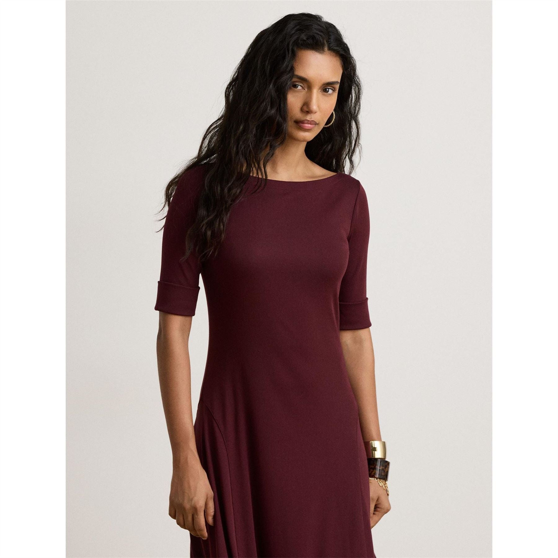 Lauren by Ralph Lauren Boat Neck Jersey Midi Dress