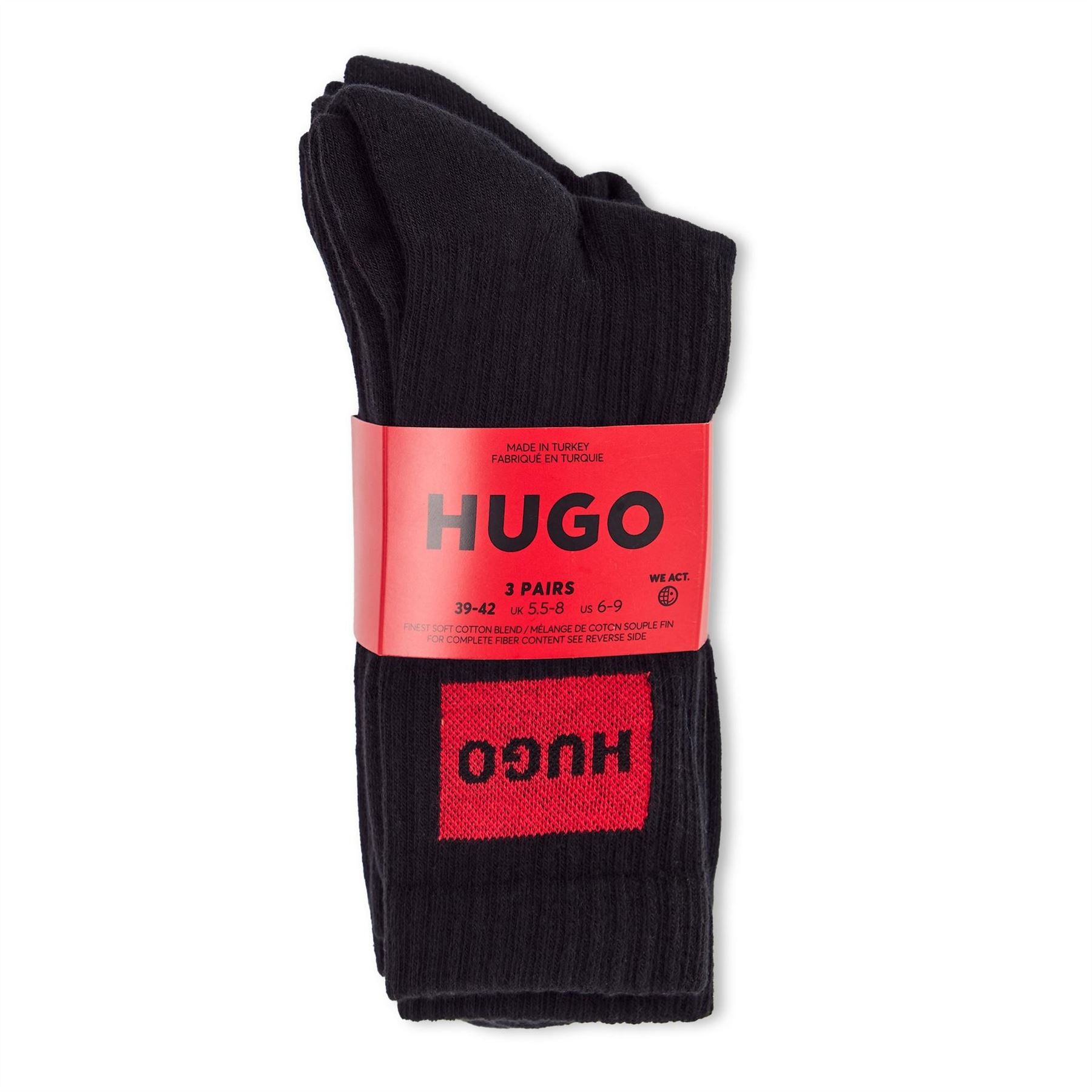 Hugo HUGO Bodywear 3 Pack Rib Patch Socks