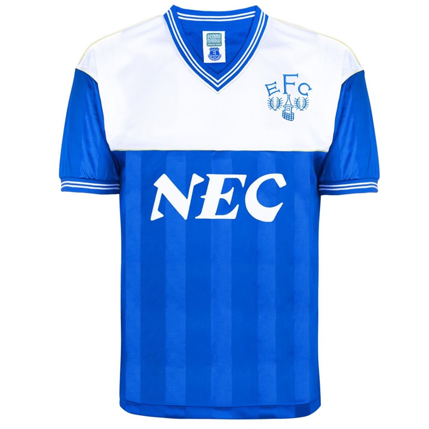 Score Draw Everton Retro Home Shirt 1986 Adults