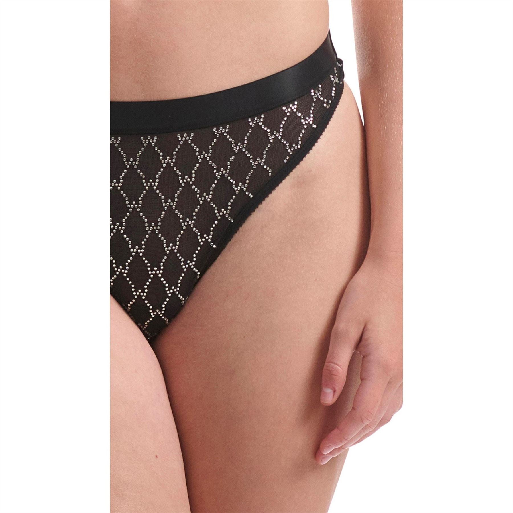 Wolford Sheer Logo Sparkle Thong