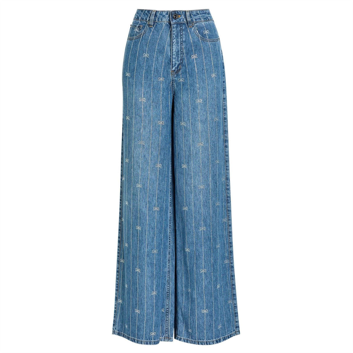 Self Portrait Rhinestone Stripe Denim