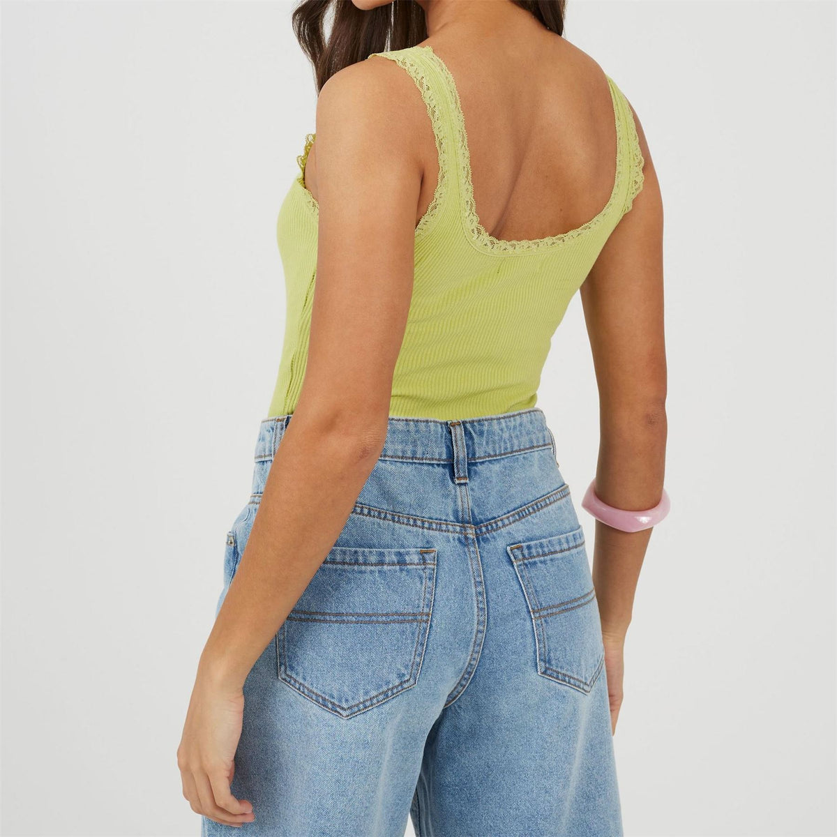 Brave Soul Ladies Vest Bodysuit With Lace Trim