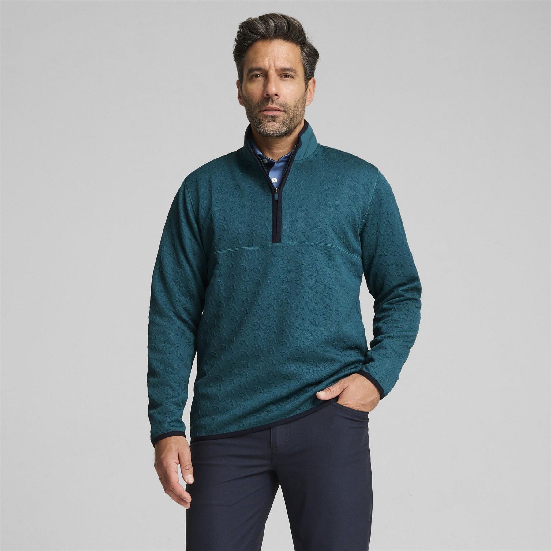 Puma Jac Quarter Zip Long Sleeve Performance Polo Shirt