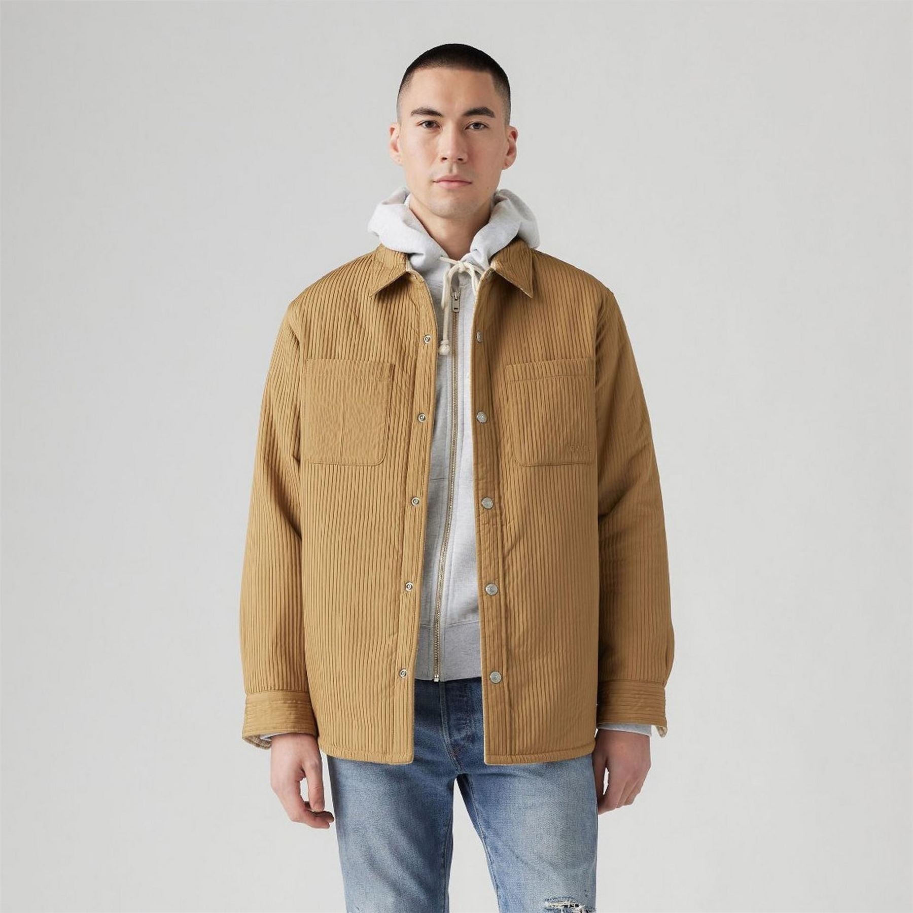 Levis Bryant Snap Button Solid Patterned Overshirt