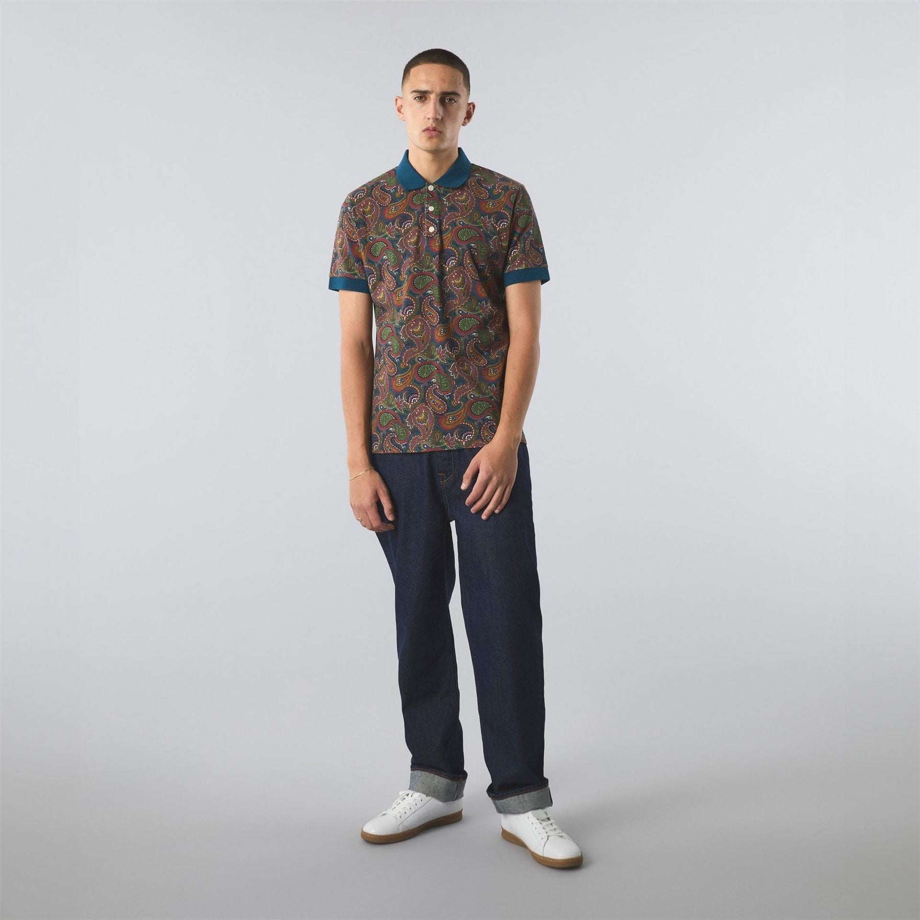 Pretty Green Paisley Short Sleeve Polo Shirt