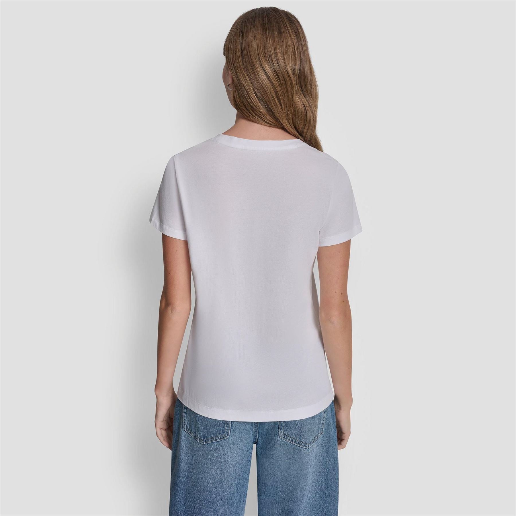DKNY Rhinestone Taxi Photoreal Logo Crew Neck Tee