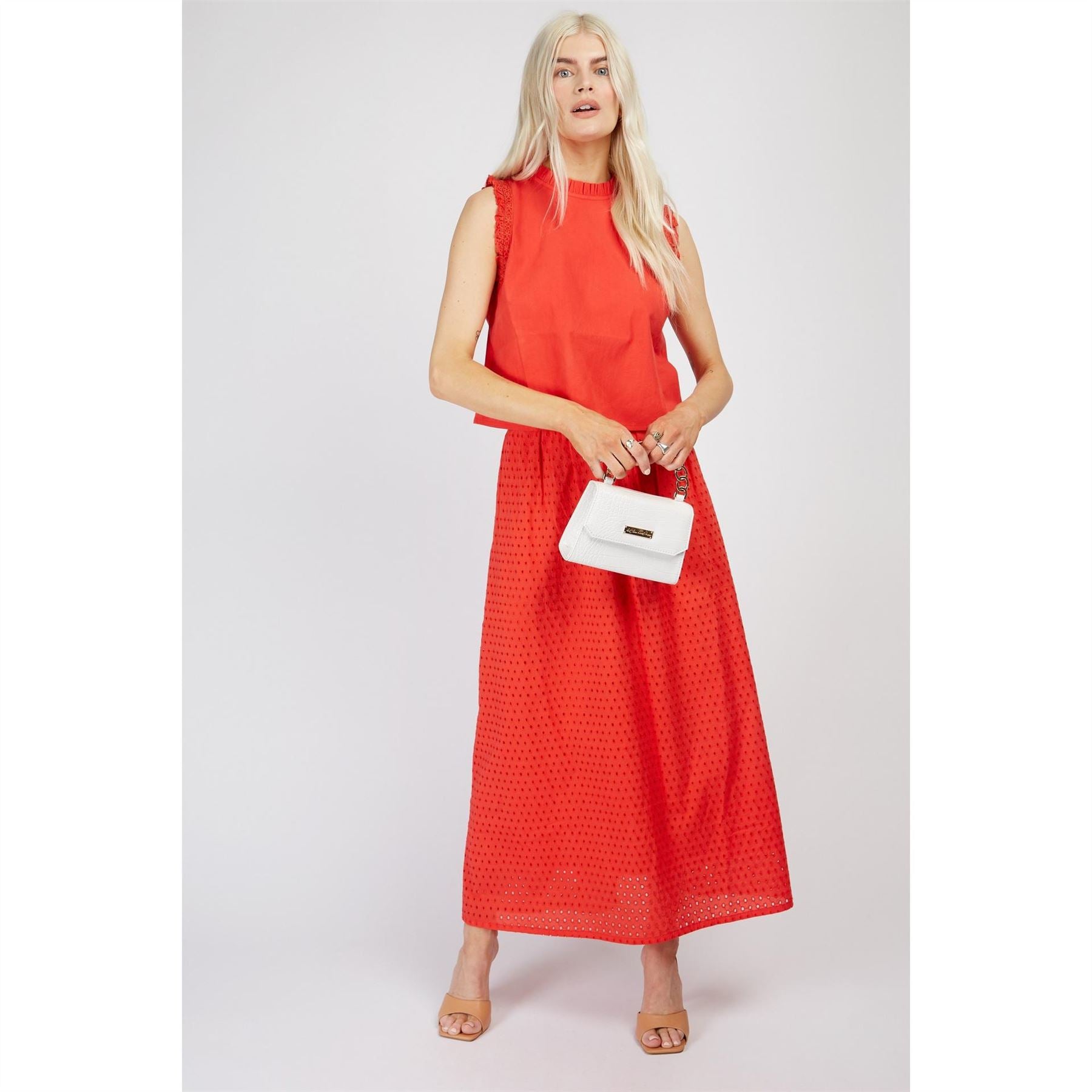 Little Mistress Cropped Ruffle Sleeve High Neck Tank