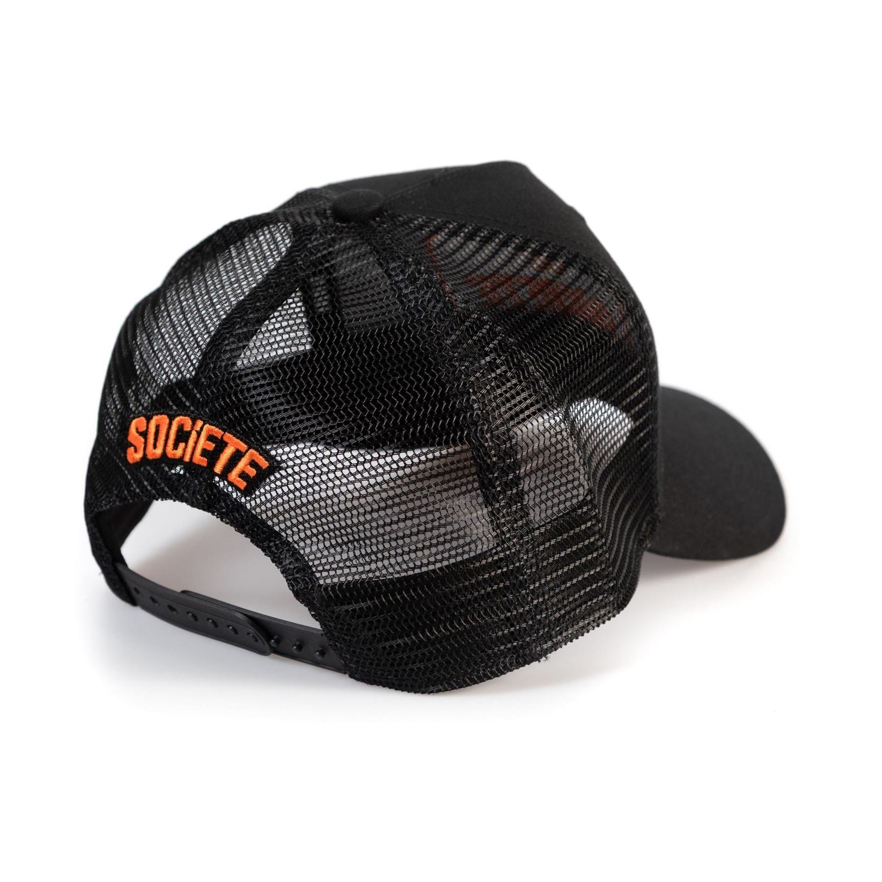 Societe Noir Lettering Trucker Cap with Pre Curved Brim