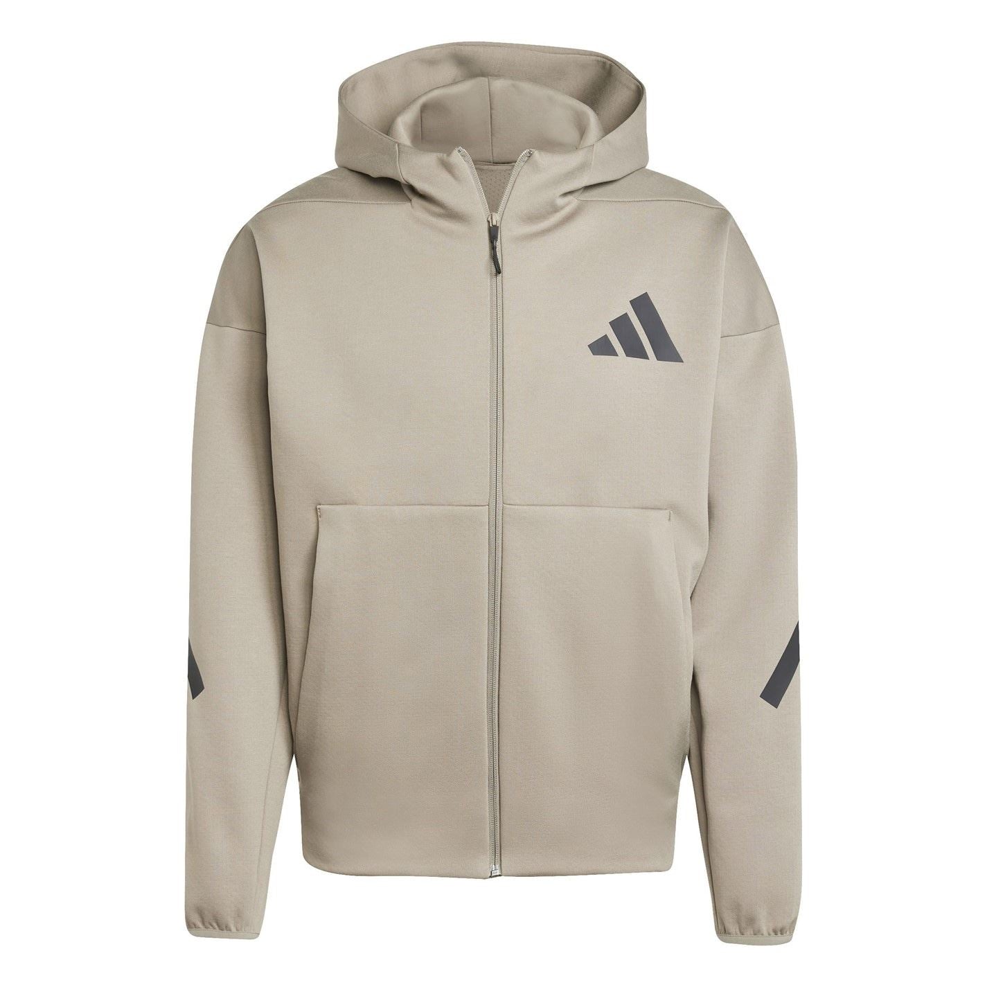 adidas Z.N.E. Solid Patterned Hooded Full Zipper Ribbed Cuff Sweatshirt