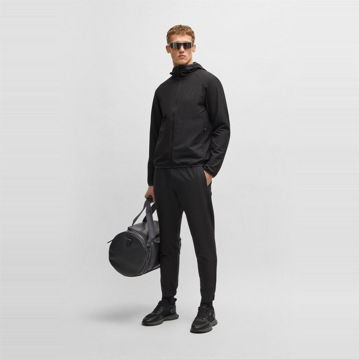Boss Commuter Solid Patterned Hooded Softshell Jacket with Zipped Pocket