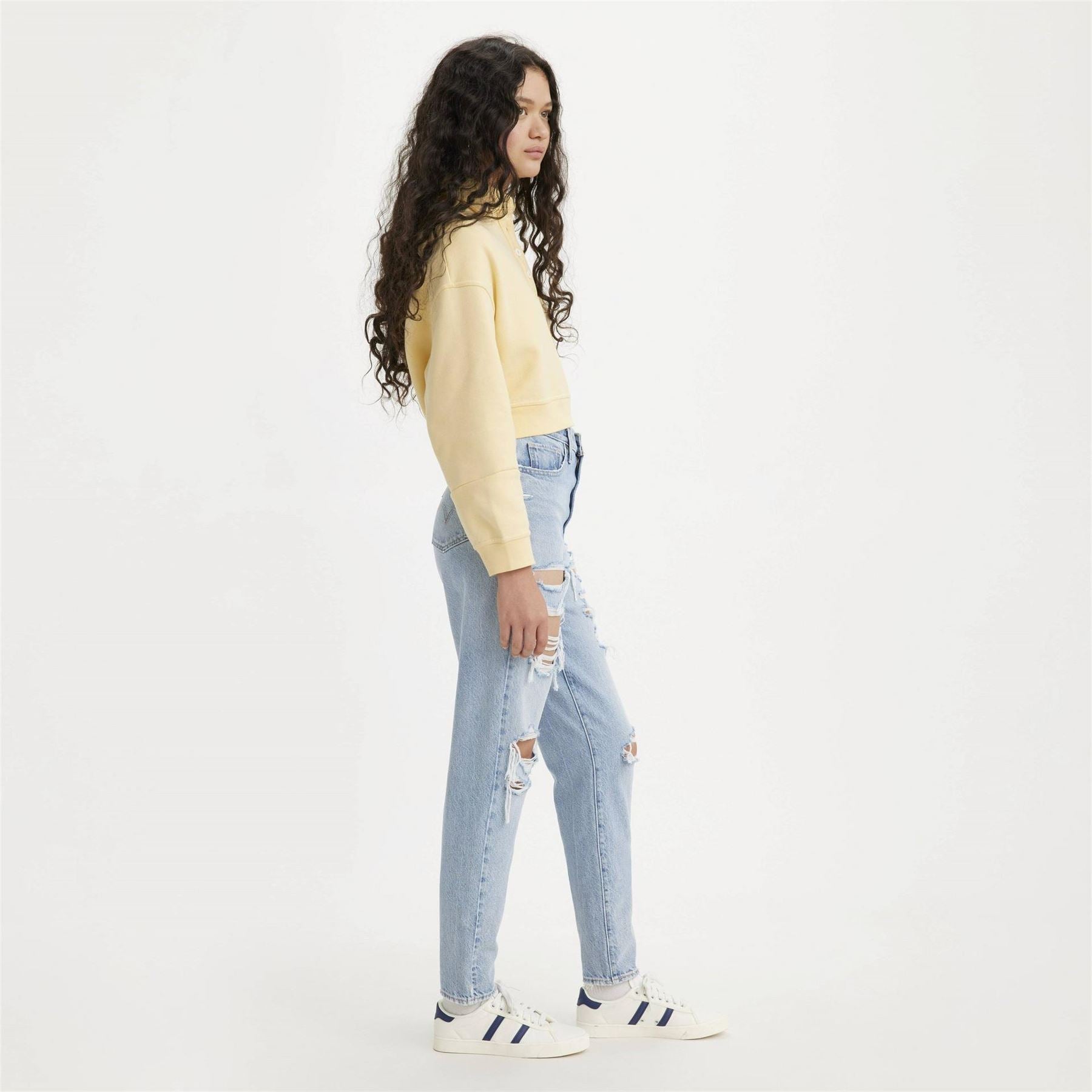 Levis High Waist Ripped Mom Straight Leg Jeans