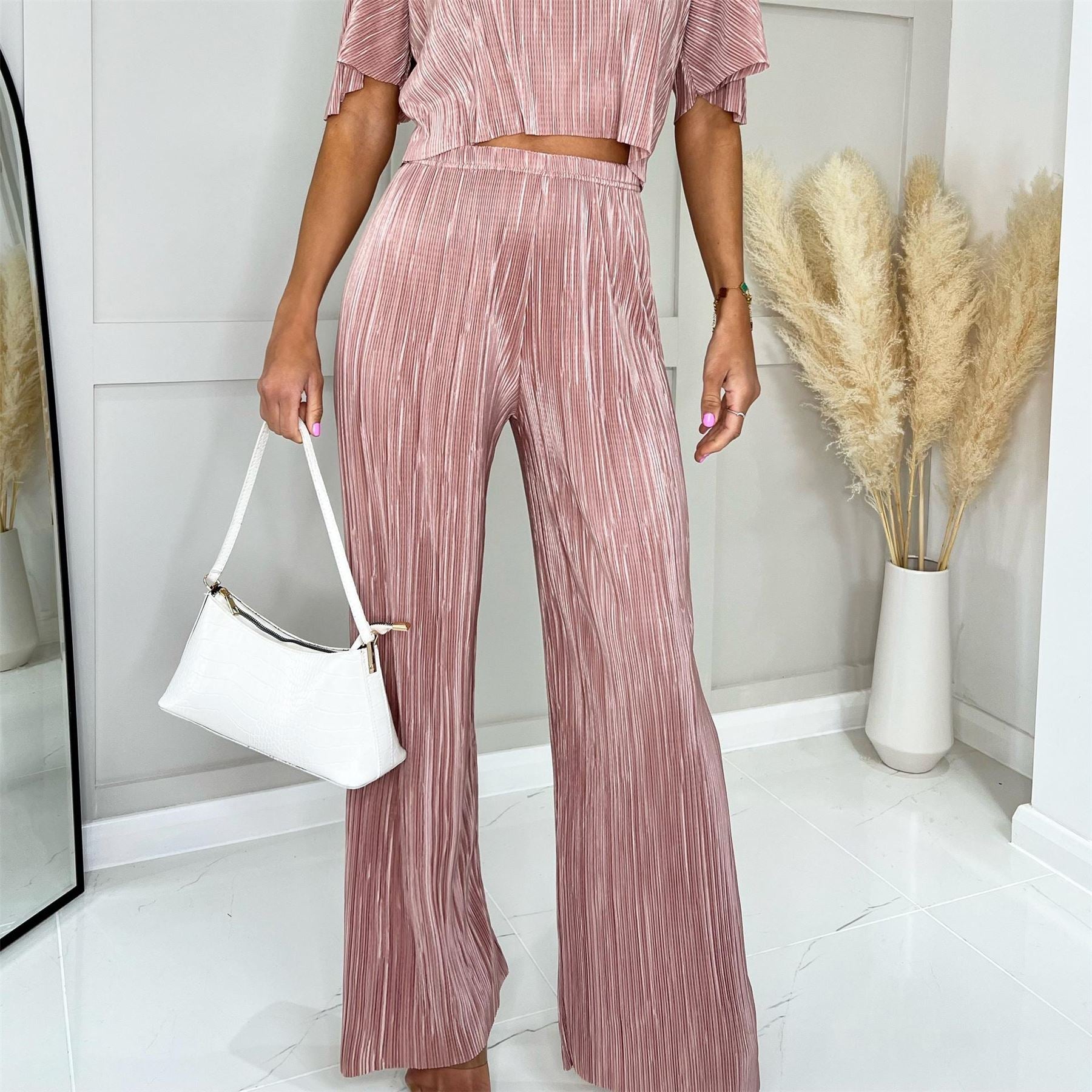 AX Paris Plisse Straight Leg Trousers