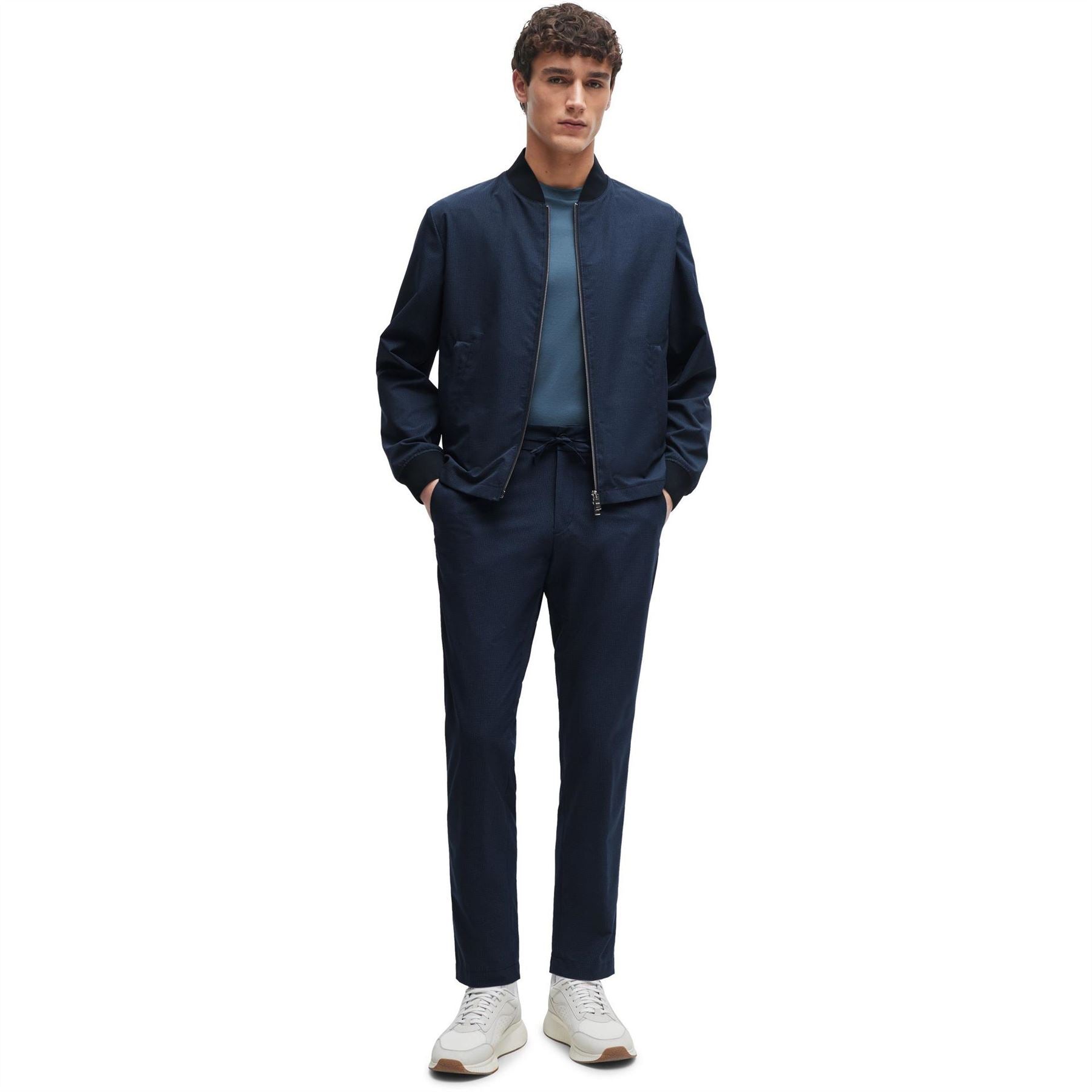 Boss Genius Solid Patterned Straight Chinos