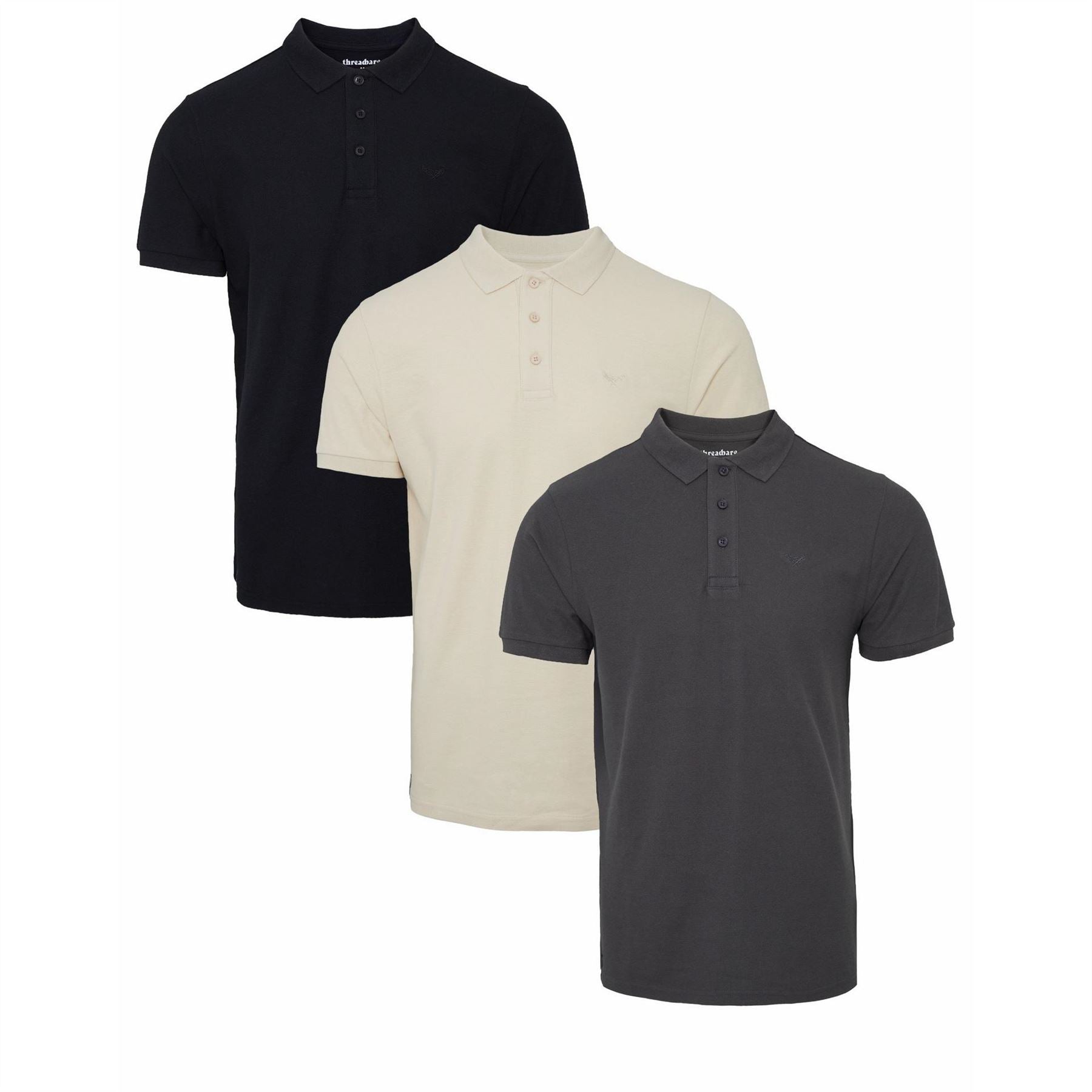 Threadbare 3 Pack Solid Patterned Regular Fit Polo Shirt