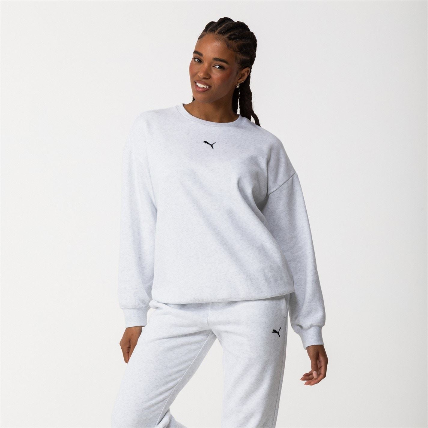 Puma Womens Ess Oversized Crew Fl Sweatshirt