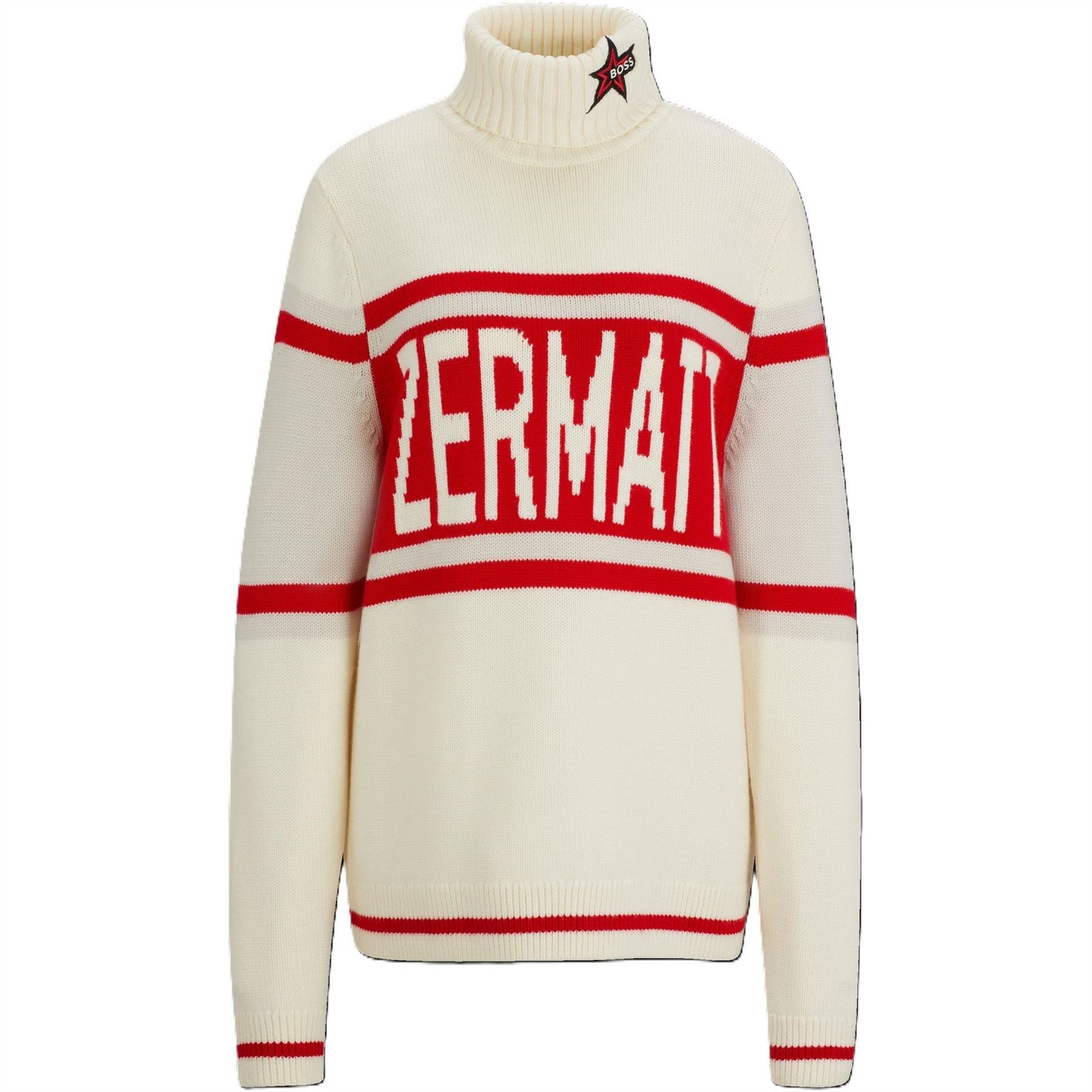 Boss Embroidered Relaxed Fit Turtleneck Long Sleeve Sweater