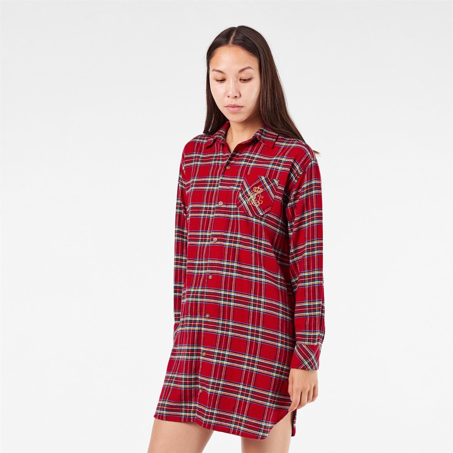 Lauren by Ralph Lauren Collared Neck Long Sleeve Nighty