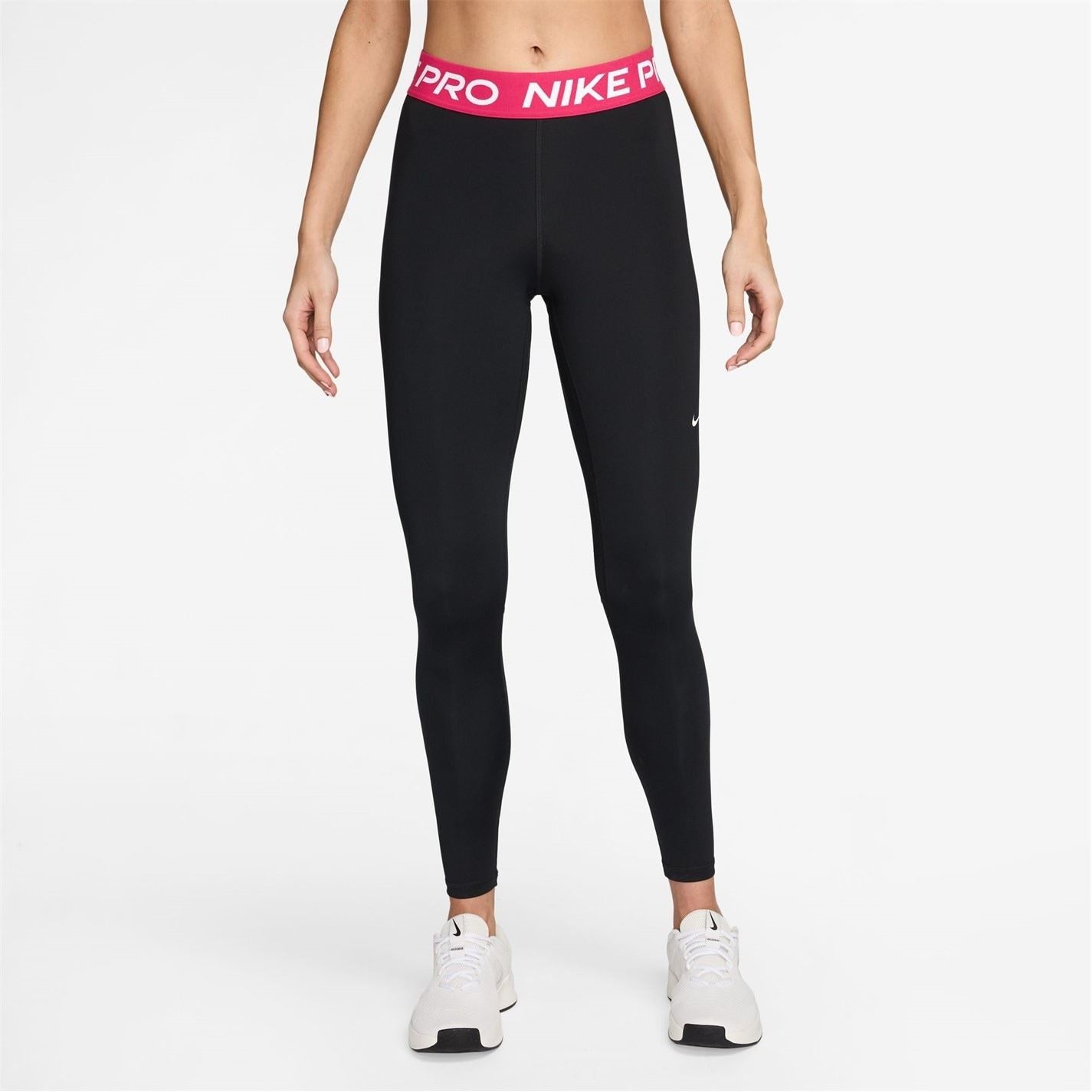 Nike Womens Pro Mid Rise Mesh Panelled Leggings