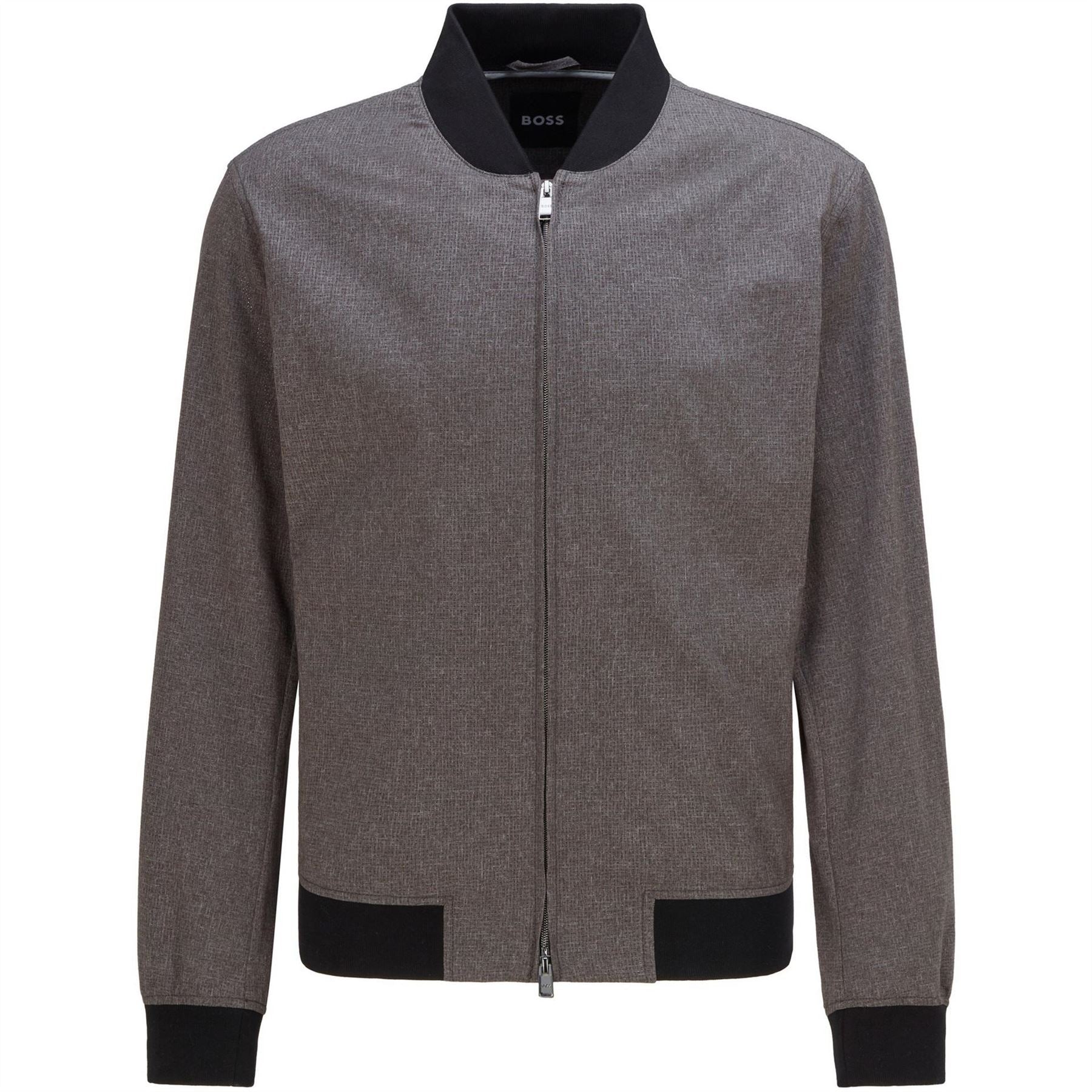 Boss Zip Neck Bomber Collar Long Sleeve Sweatshirt