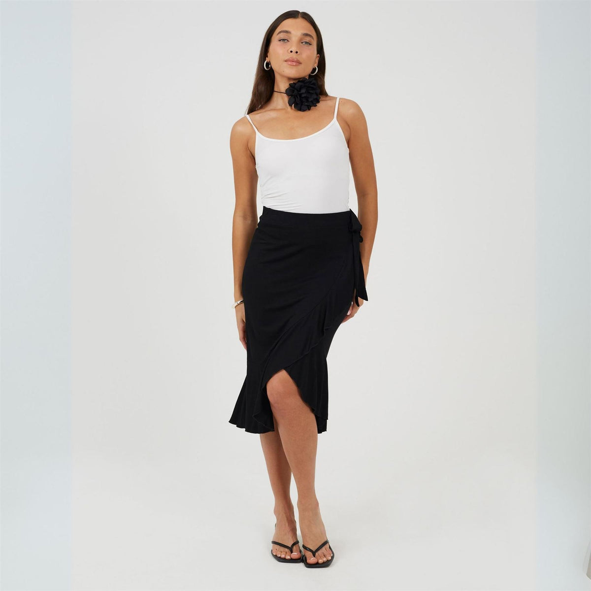 Brave Soul Womens Jersey Midi Wrap Skirt