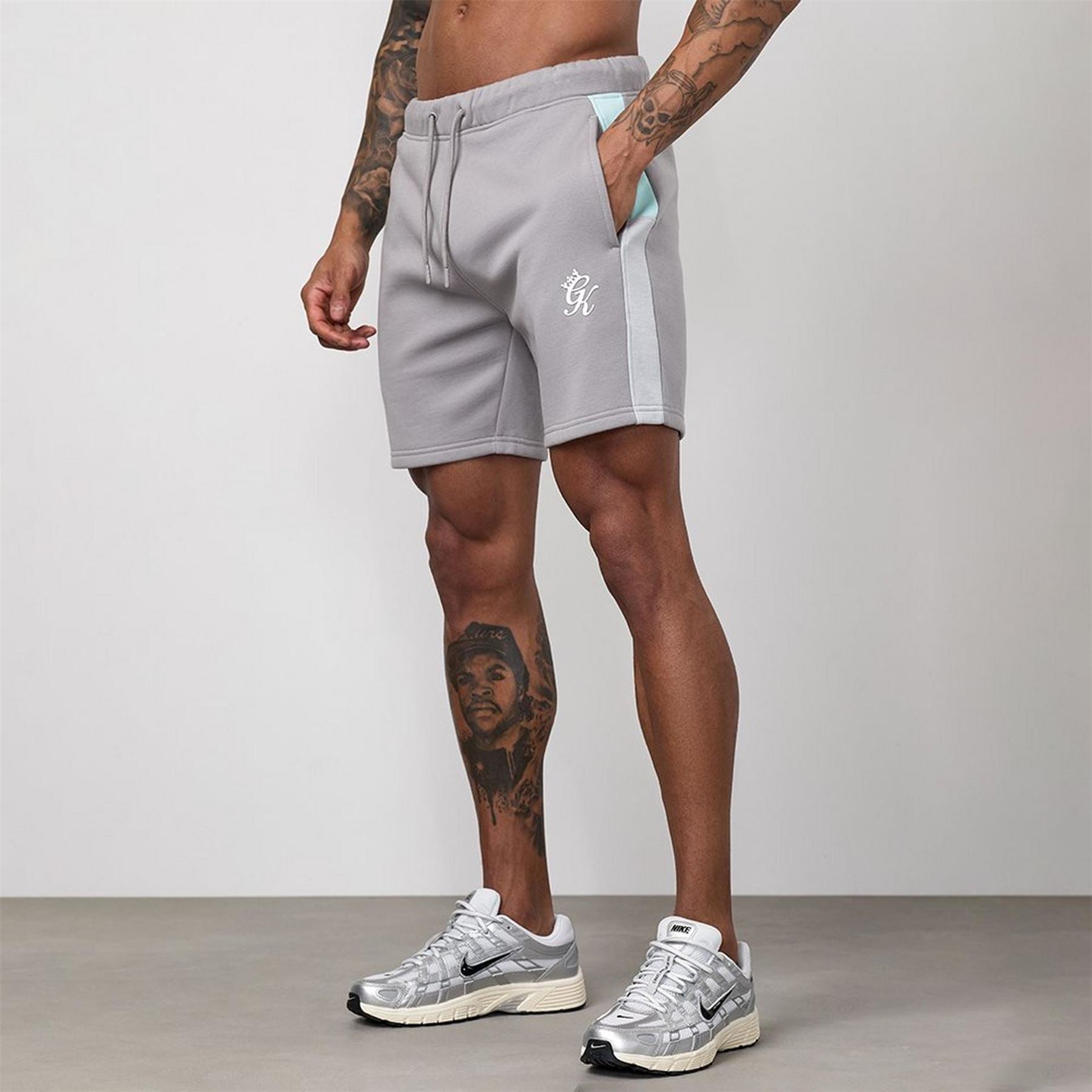 Gym King King Contrast Panel Short   Urban Grey Light Grey Mint