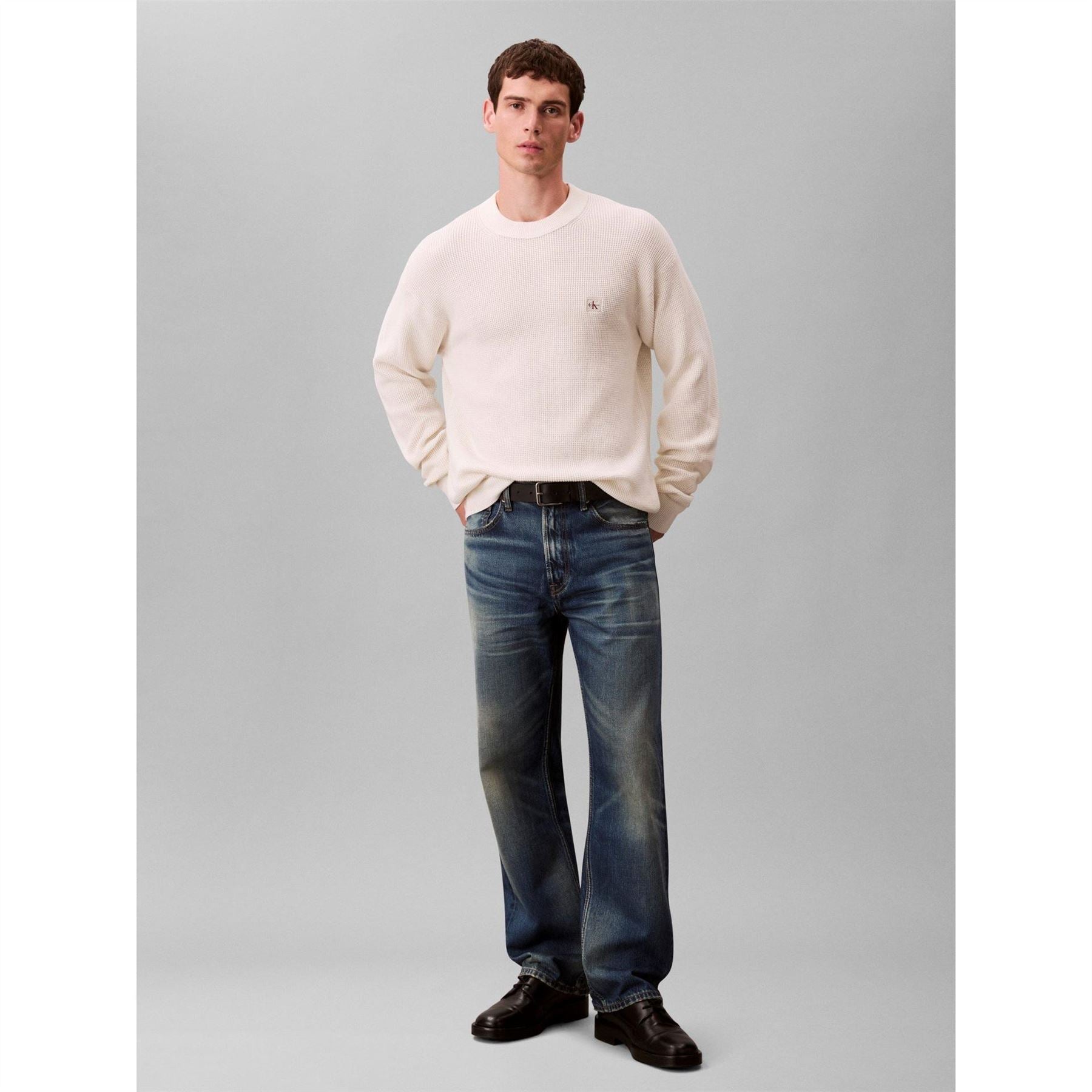 Calvin Klein Jeans Crew Neck Ribbed Collar Long Sleeve Sweater