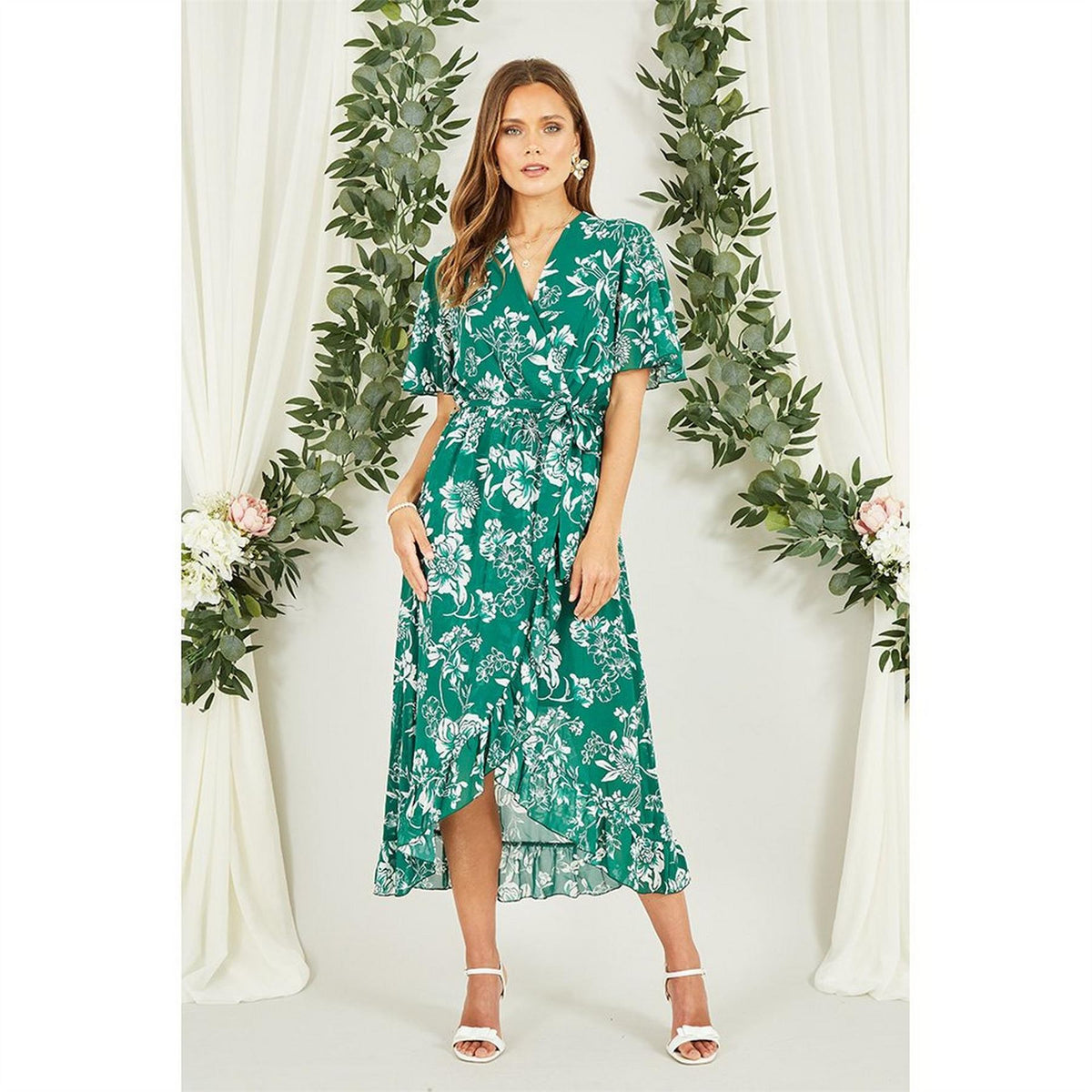 Mela London Floral Wrap Midi Dress