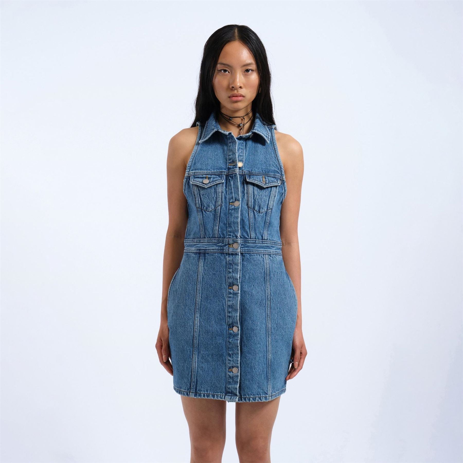 Dr Denim Kinsley Collared Neck Mini Dress