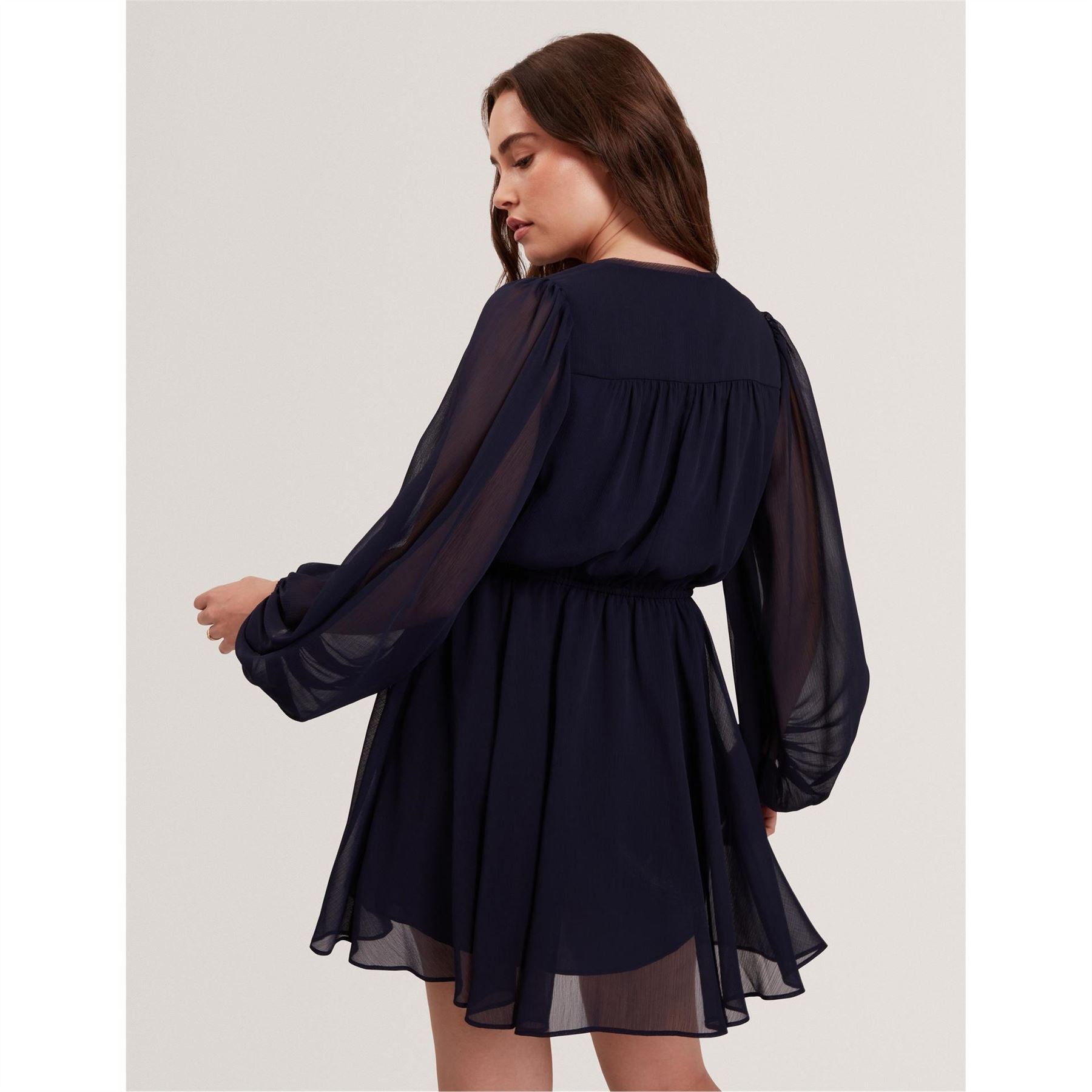 Ted Baker Woven V-Neck Three Quarter Sleeve Babydoll Dress